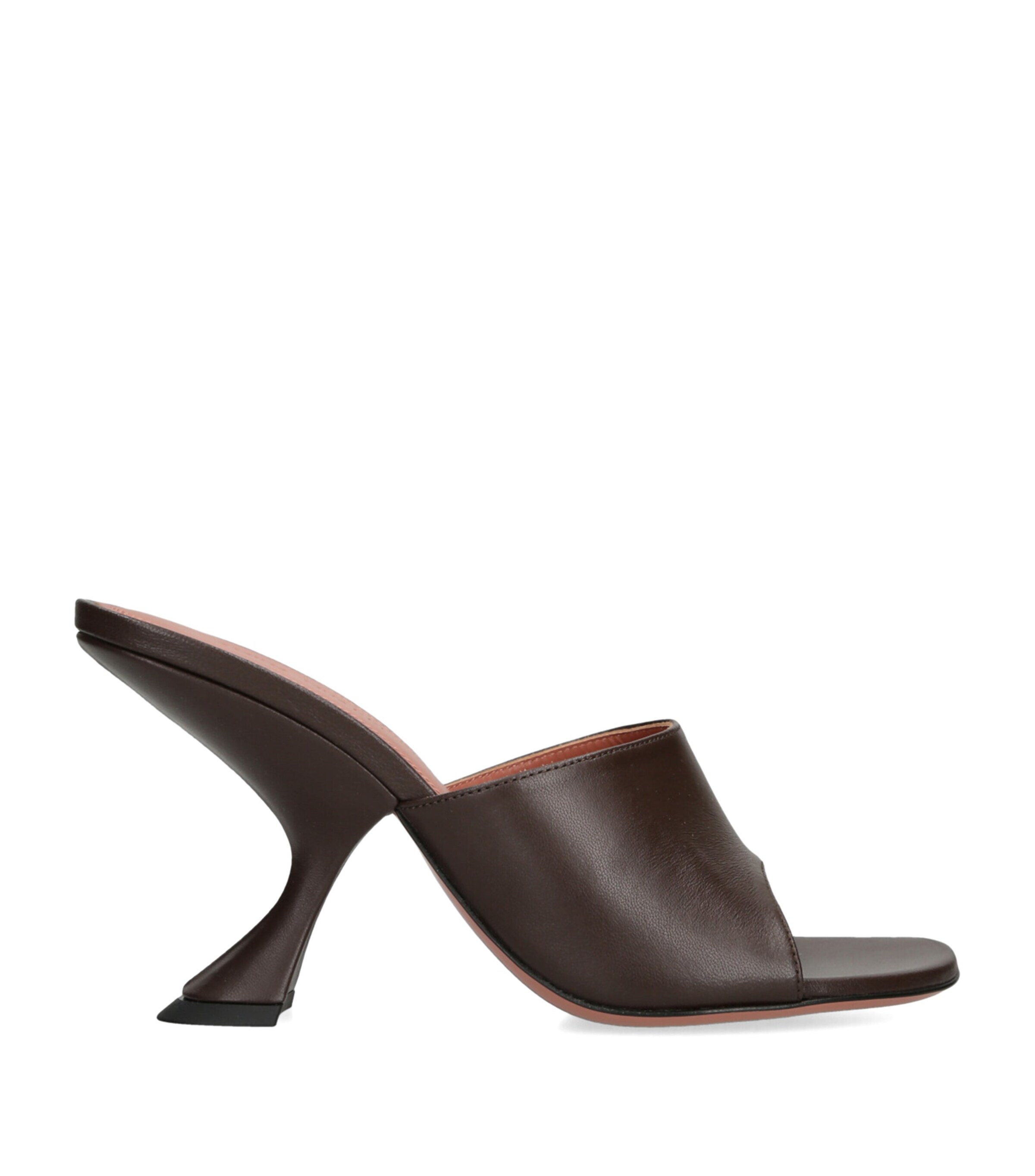 Amina Muaddi Leather Taylor Heeled Mules 90 Dark Brown Image 1