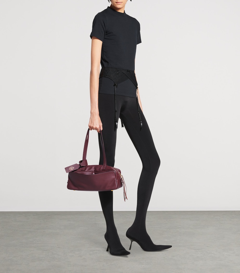 Small Leather Carrie Bowling Top-Handle Bag 6036 Image 6