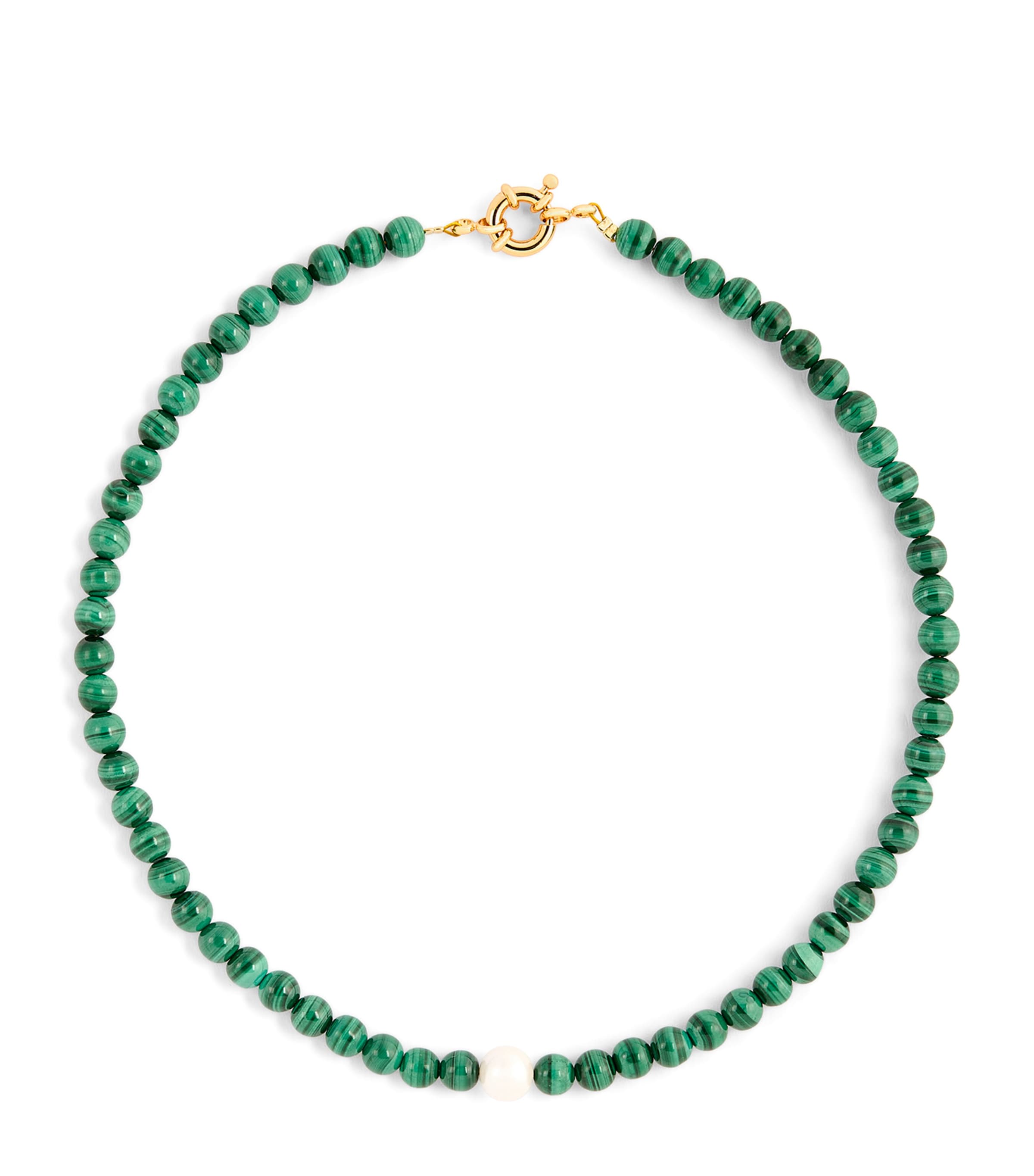 Timeless Pearly Discrete And Colorful Necklace In Green