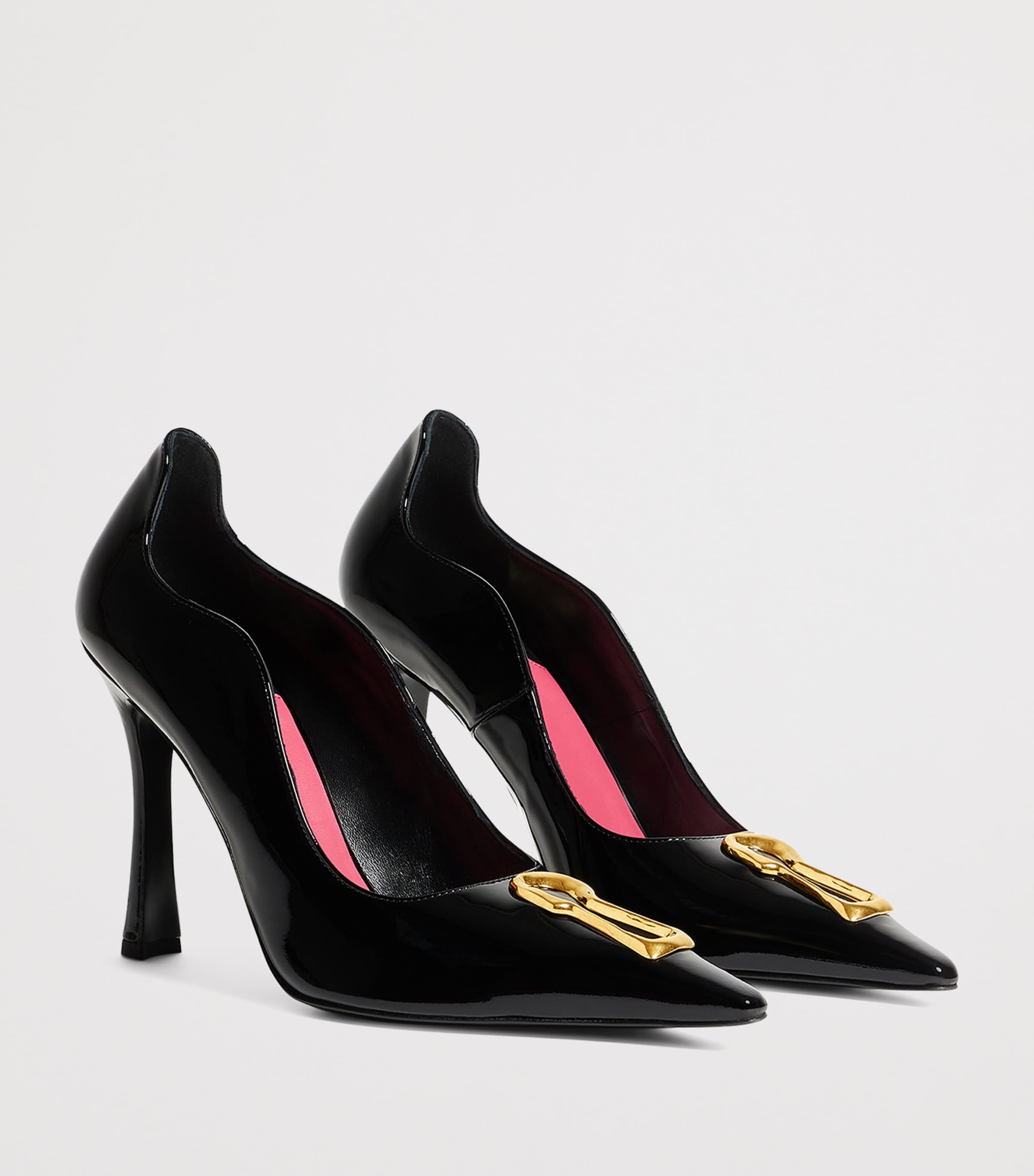 Schiaparelli Patent Leather Keyhole Pumps 105 Black Image 4