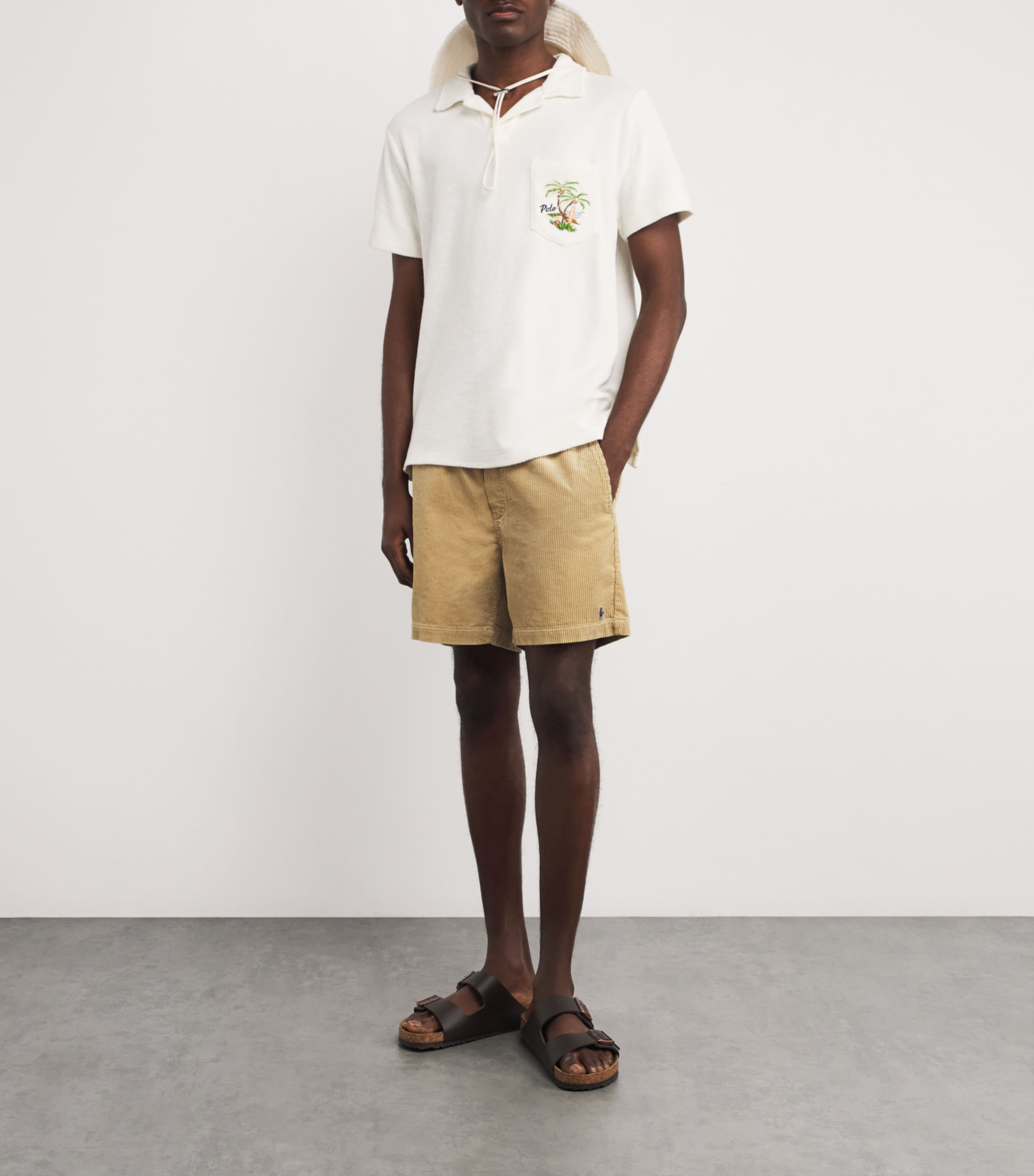 Polo Ralph Lauren Mens Cotton Corduroy Polo Prepster Shorts Beige Image 2