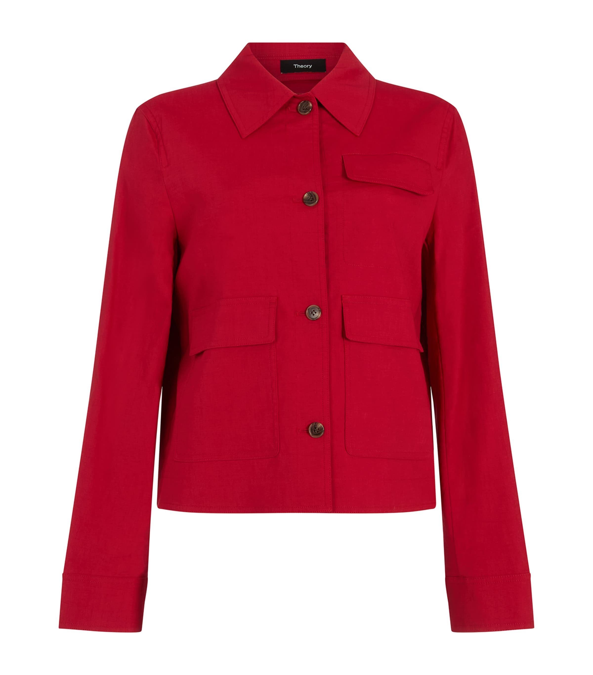 Theory Linen-blend Jacket In Red