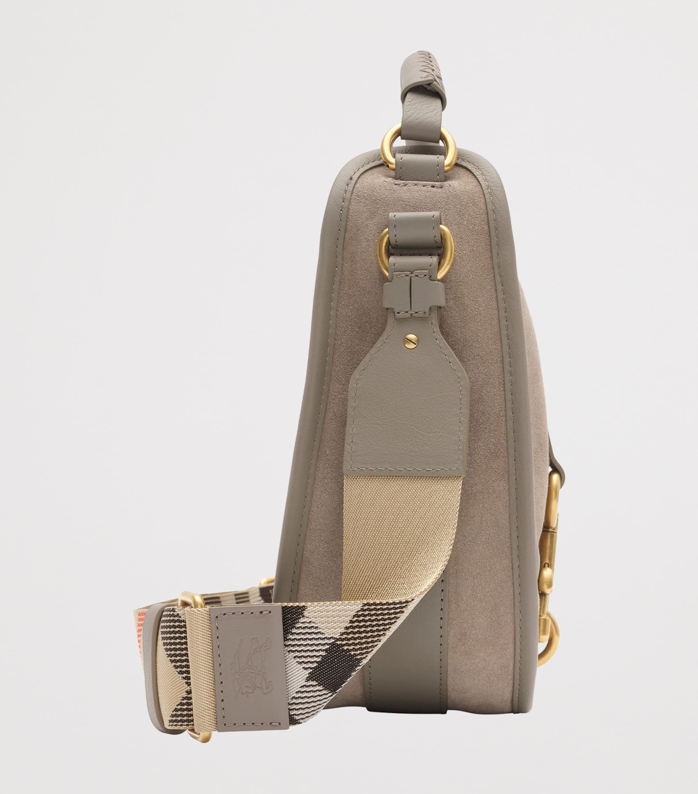 Burberry Small Suede B Clip Messenger Bag Taupe Image 4