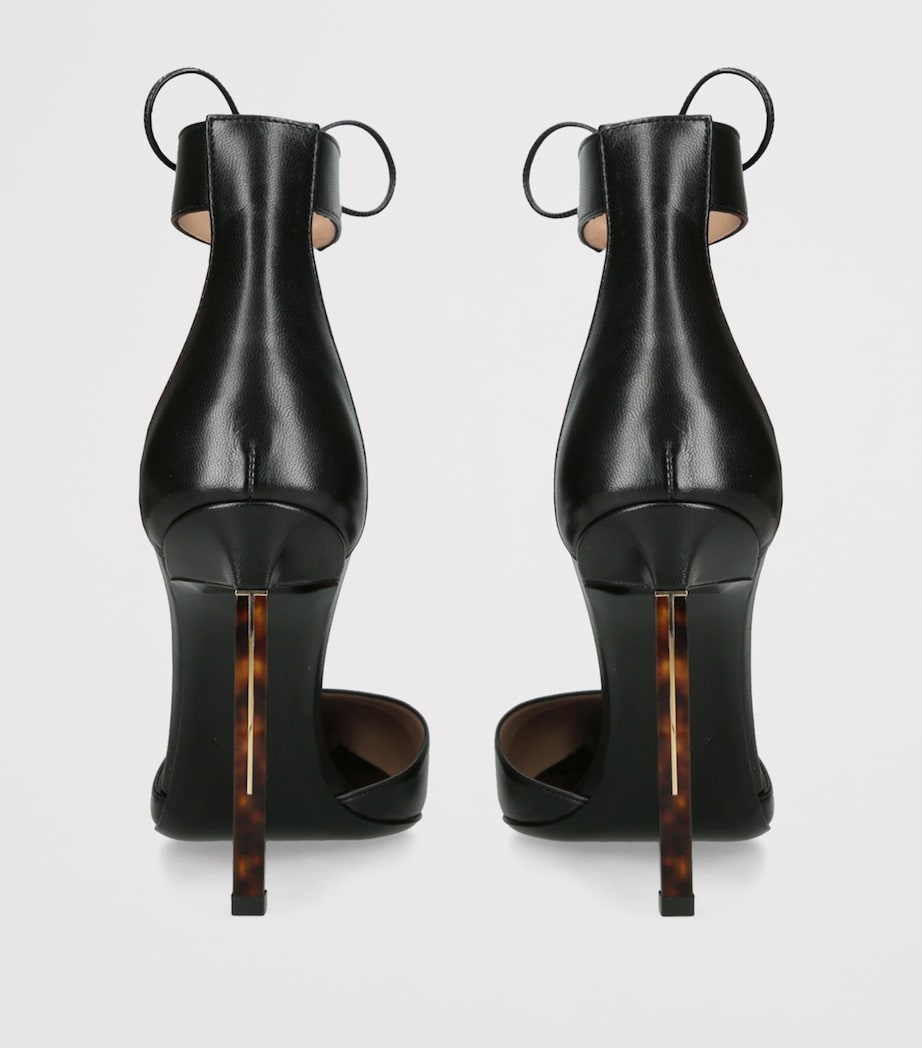 Leather Ankle Strap Pumps 105 BLACK Image 2