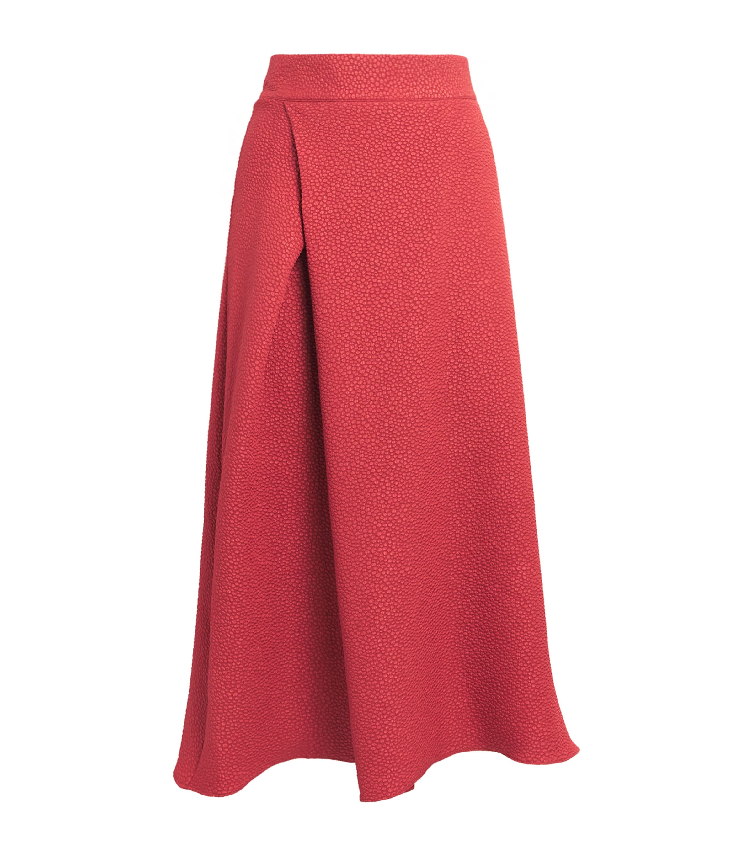 Edeline Lee Jacquard Plait Midi Skirt In Red