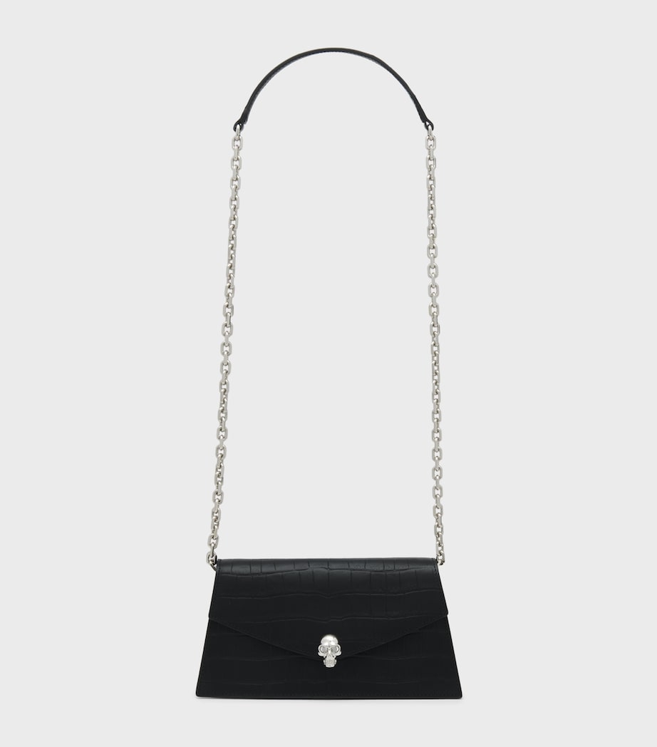 McQueen Mini Croc-Embossed Skull Shoulder Bag Image 3