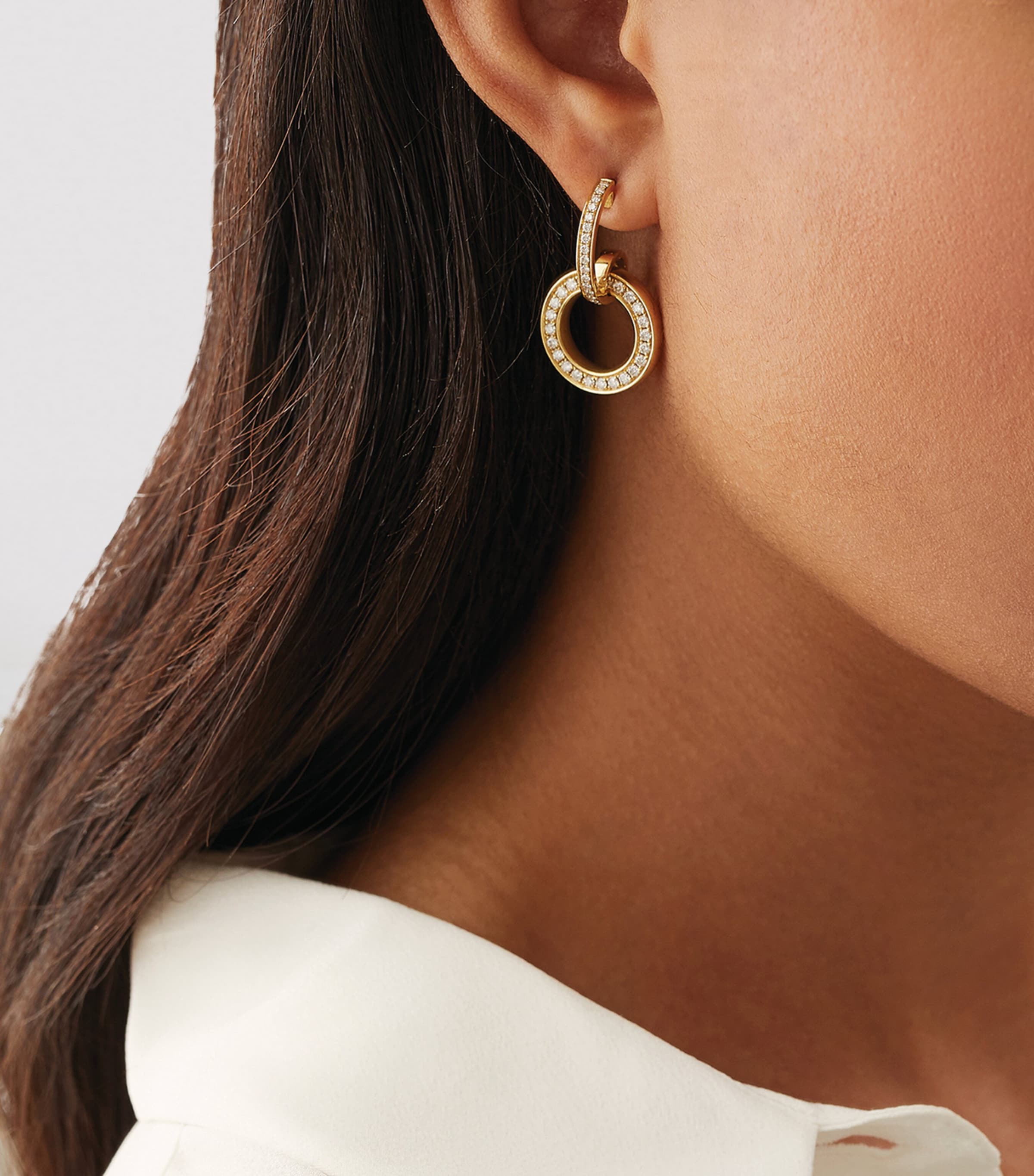 Yellow Gold and Diamond Large Roulette Earrings YELLOW GOLD Image 2