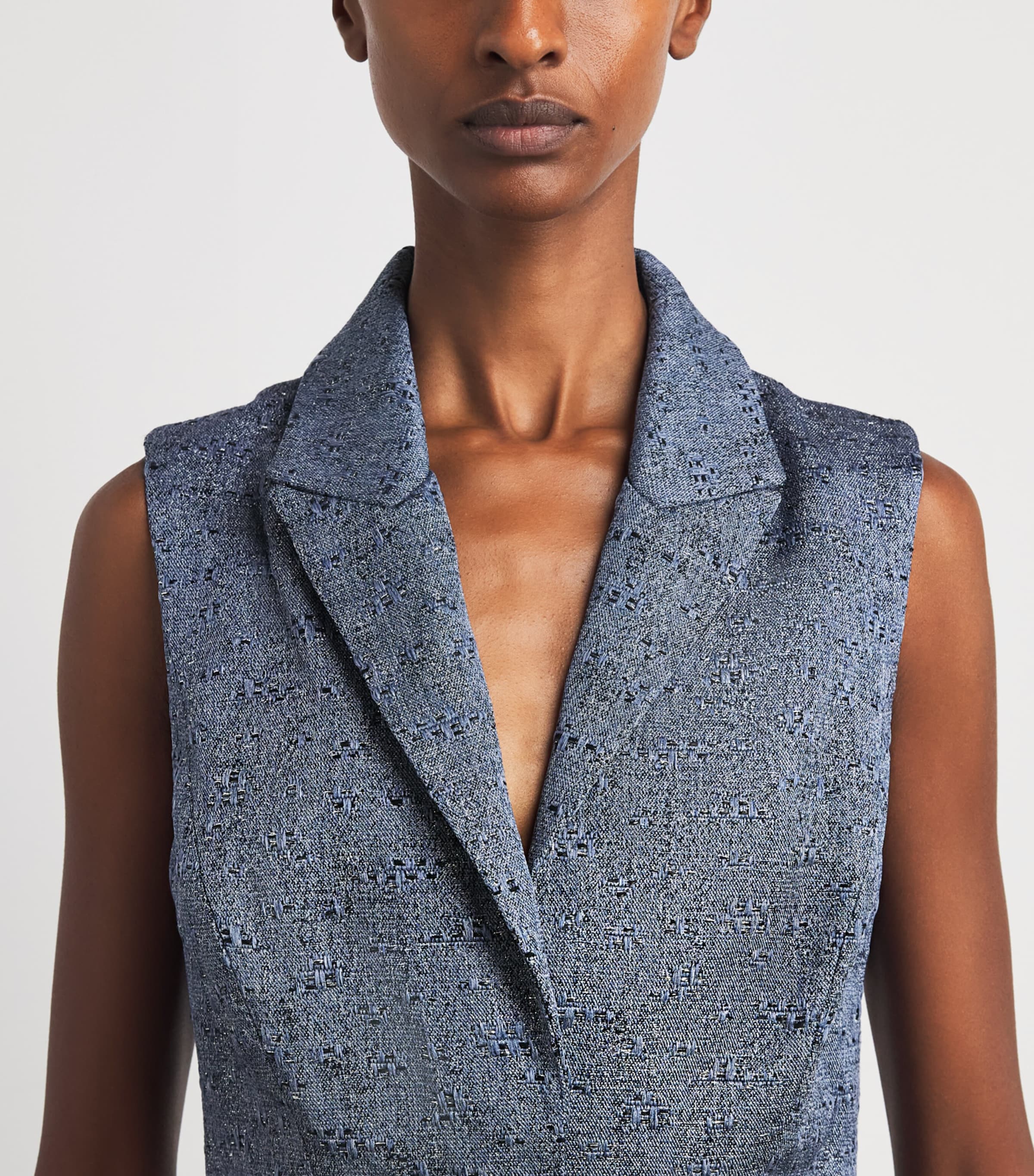 Safiyaa Womens Sleeveless Waistcoat Midi Dress Silver Blue Image 3