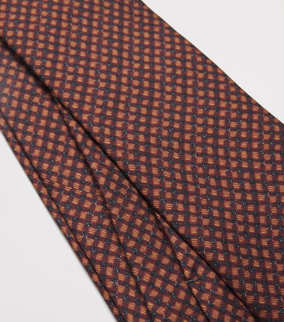 Silk Geometric Jacquard Tie 70 BORDEAUX Image 3
