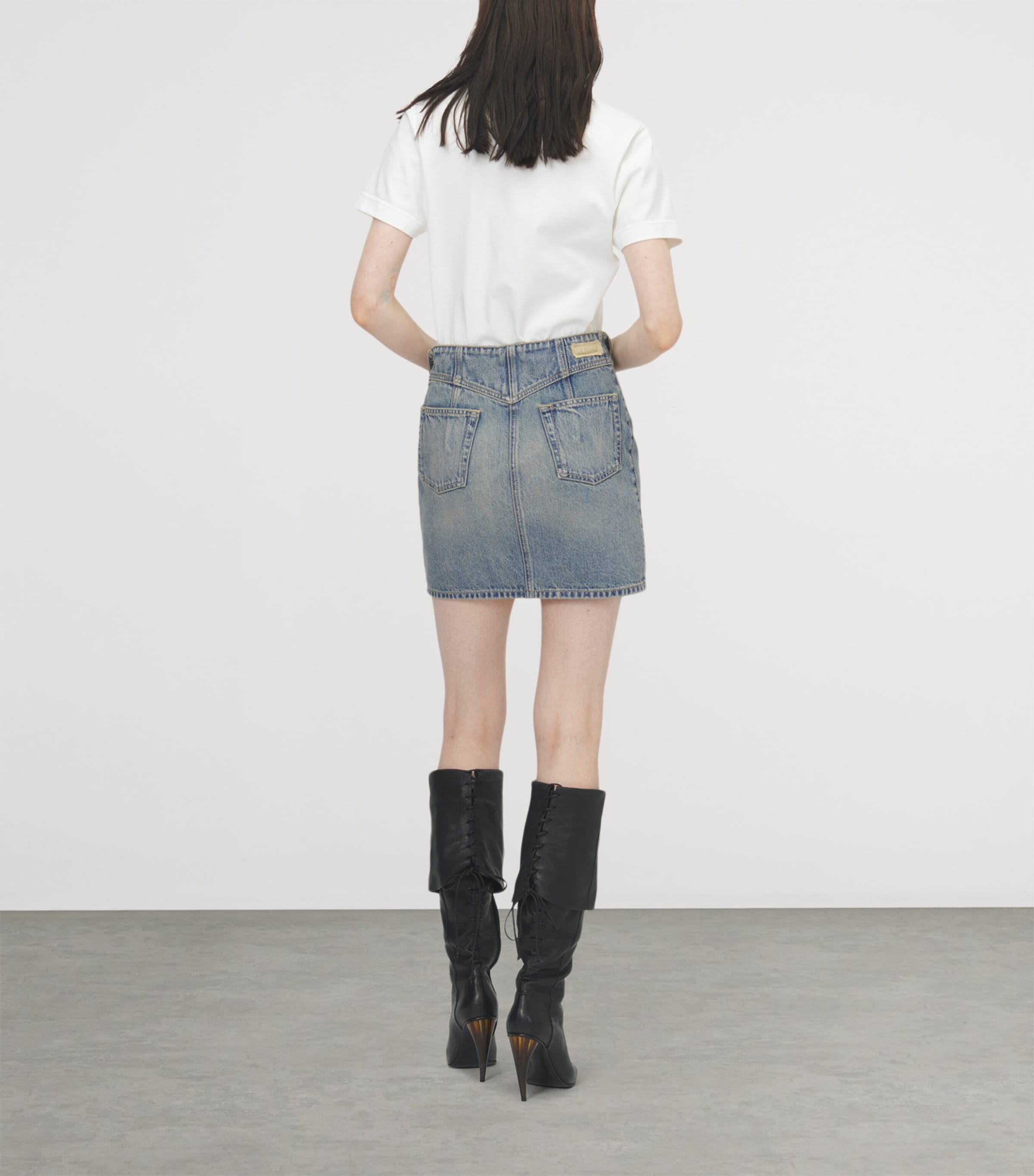 McQueen Womens Denim Fold-Over Mini Skirt Image 4