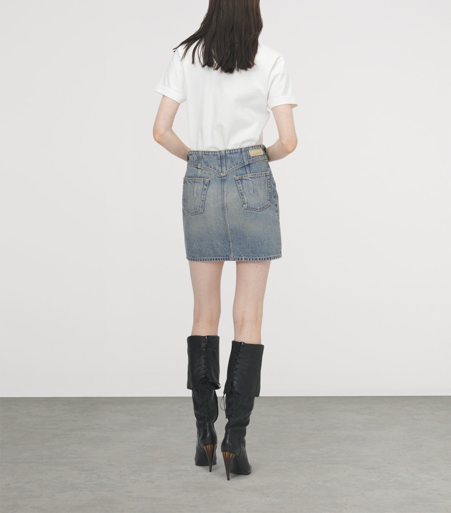 McQueen Womens Denim Fold-Over Mini Skirt Image 4