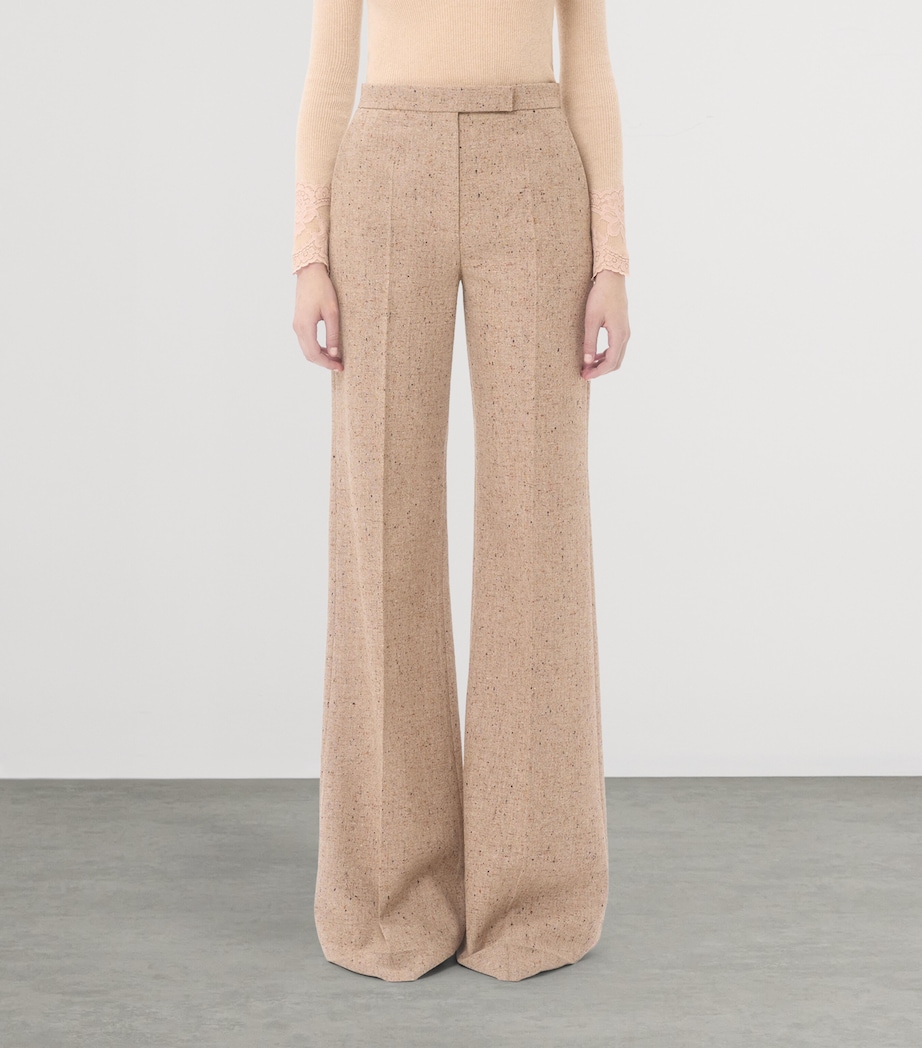 Valentino Womens Virgin Wool Wide-Leg Trousers Image 3