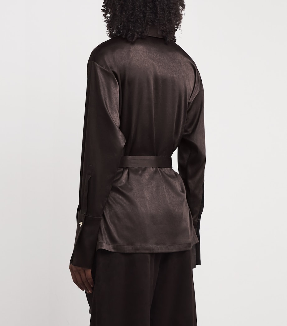 Satin Wrap Neel Shirt 208 ESPRESSO Image 4
