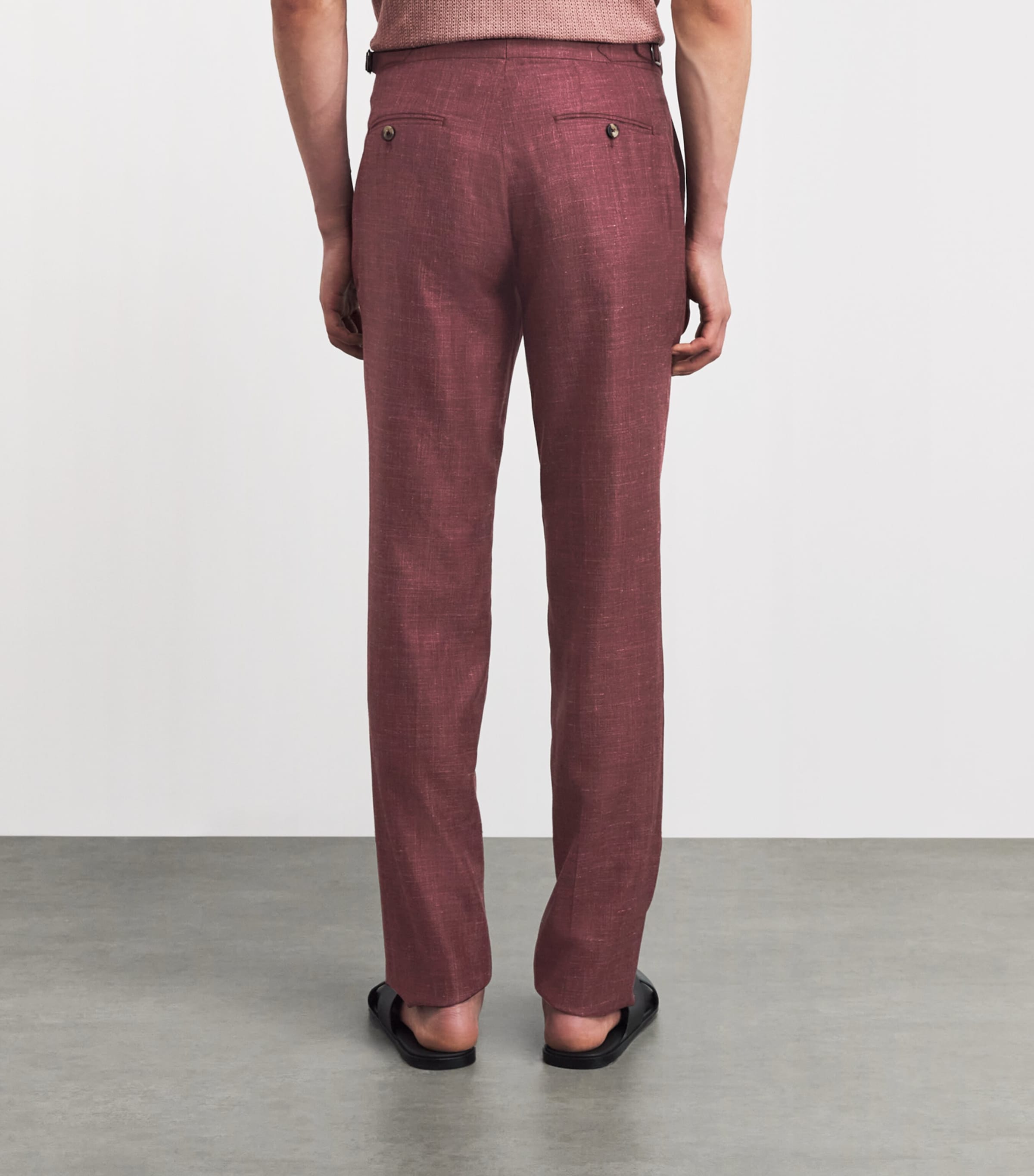 Isaia Mens Wool-Cashmere-Silk-Linen Sanita Trousers Image 5