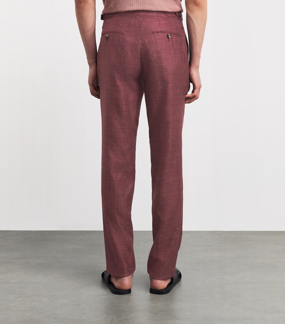 Isaia Mens Wool-Cashmere-Silk-Linen Sanita Trousers Image 5