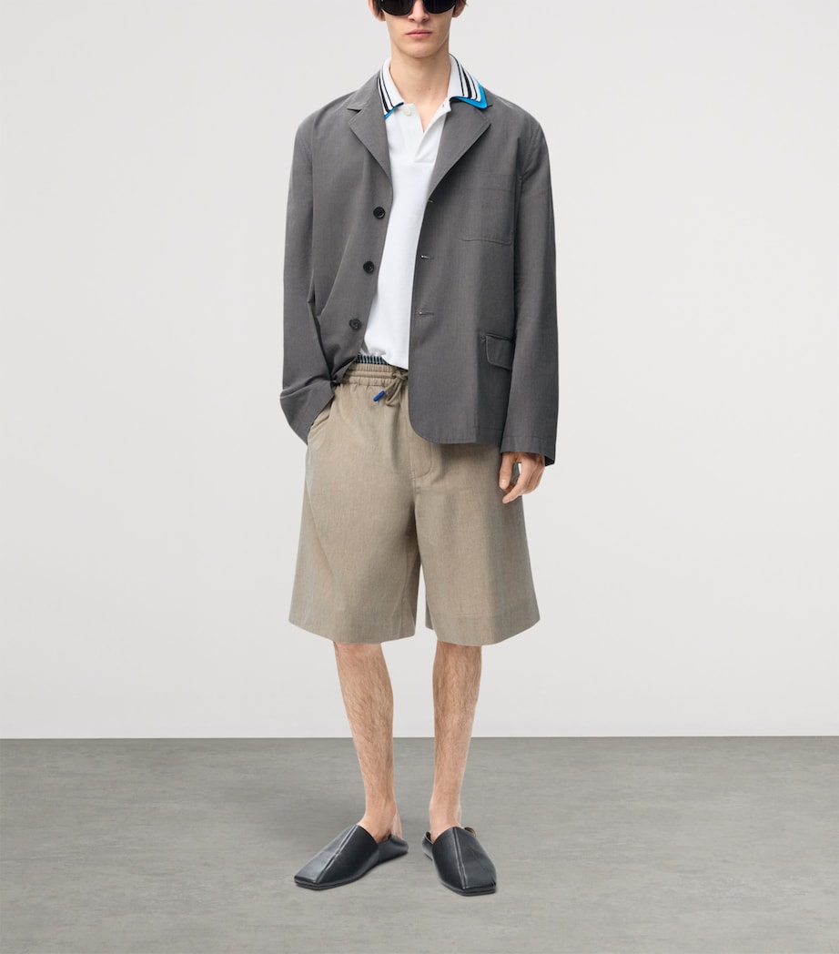 LOEWE Mens Layered Drawstring Shorts Beige Image 2