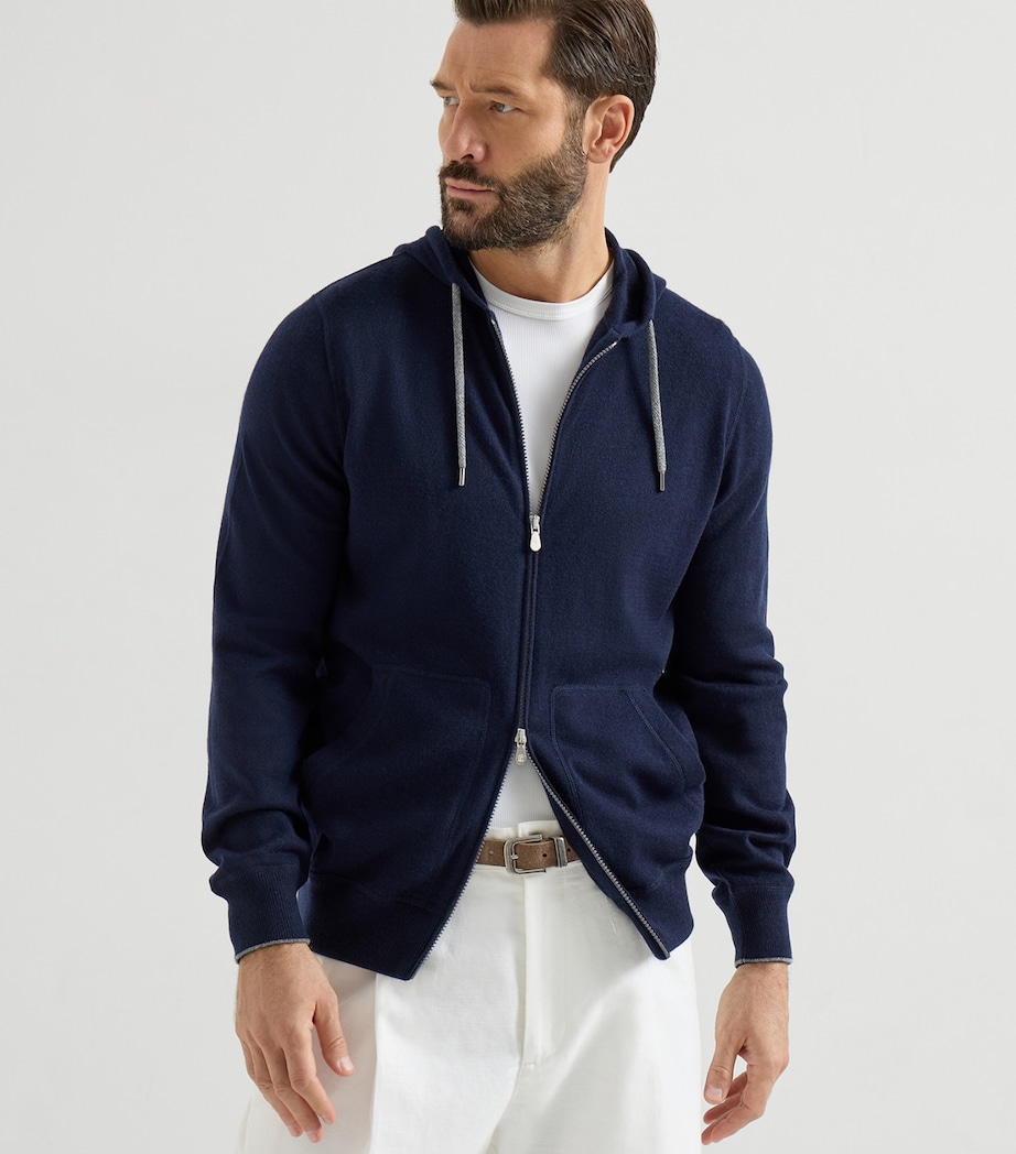 Brunello Cucinelli Mens Cashmere Zip-Up Hoodie Image 2