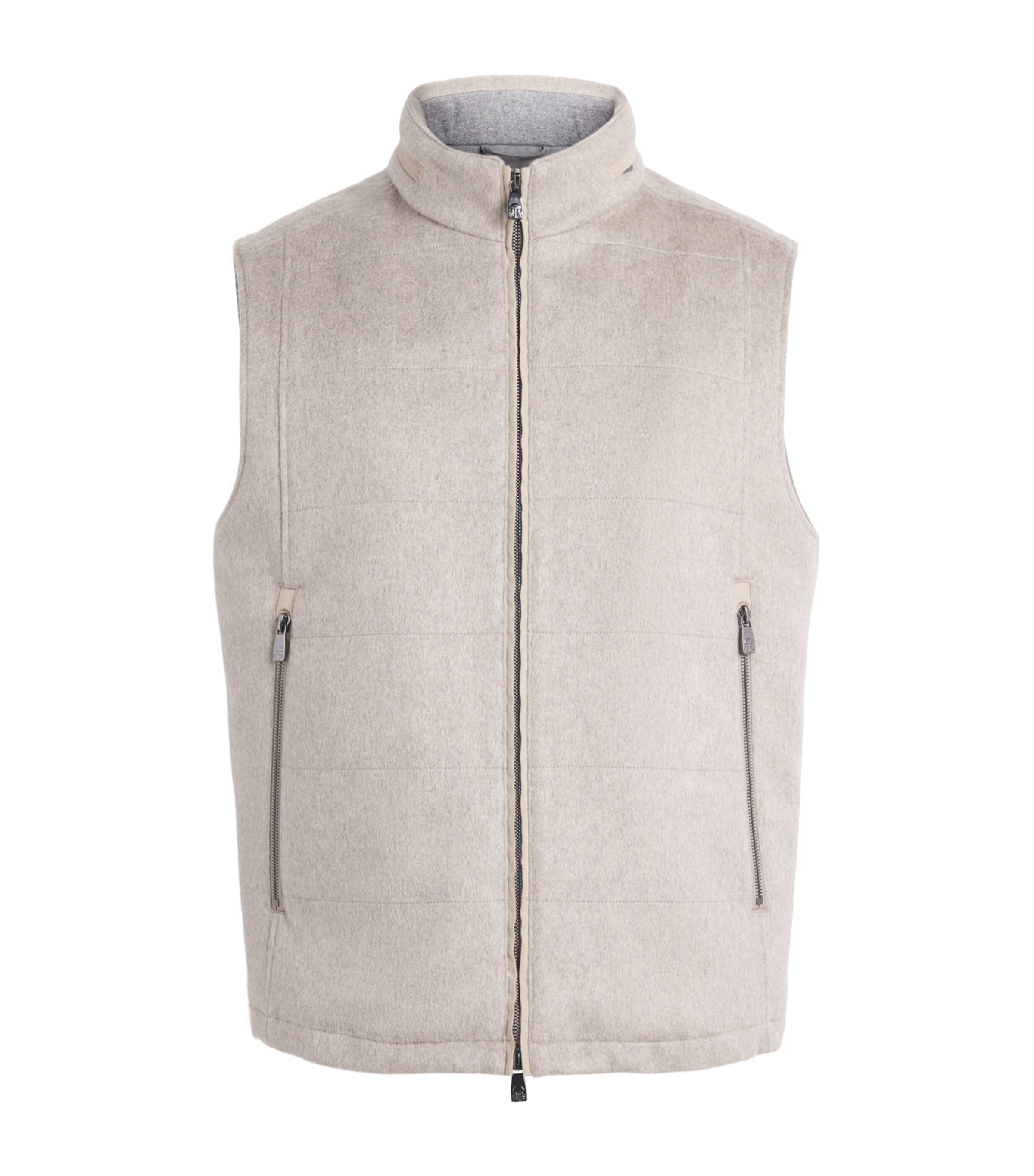 Corneliani Mens Virgin Wool Padded Gilet Grey Melange Stl Image 1
