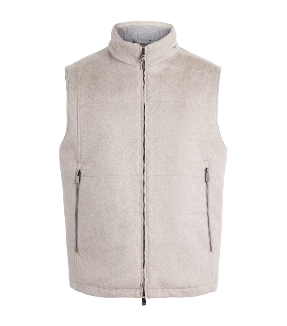 Corneliani Mens Virgin Wool Padded Gilet Grey Melange Stl Image 1
