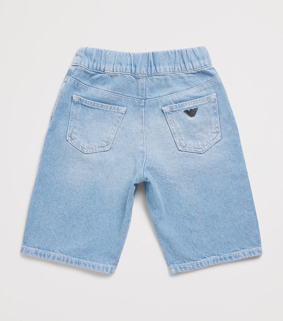 Emporio Armani Kids Denim Drawstring Shorts (4-16 Years) Medium Blue Denim Image 2