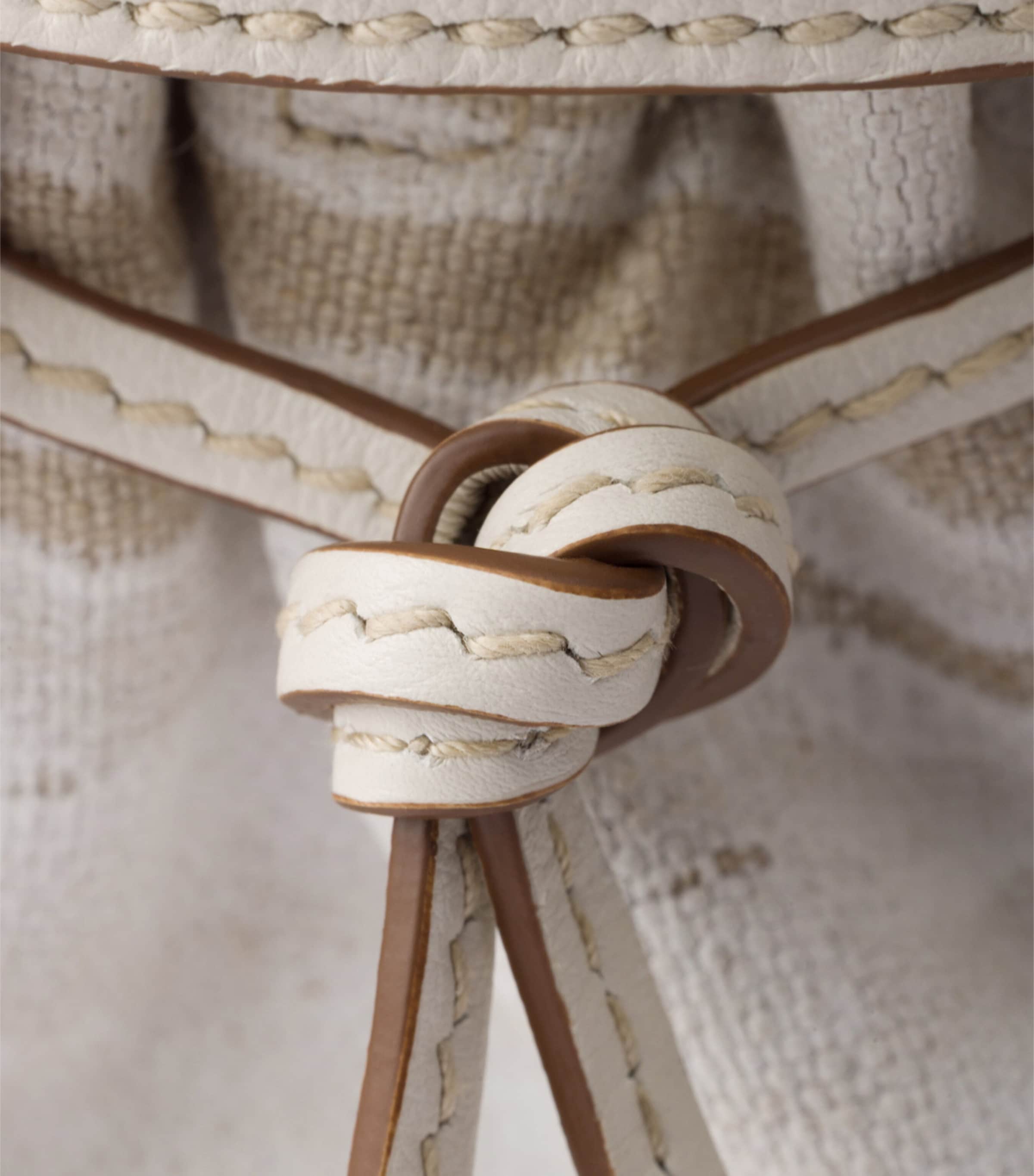 Prada Small Linen-Leather Bonnie Top-Handle Bag White Image 6