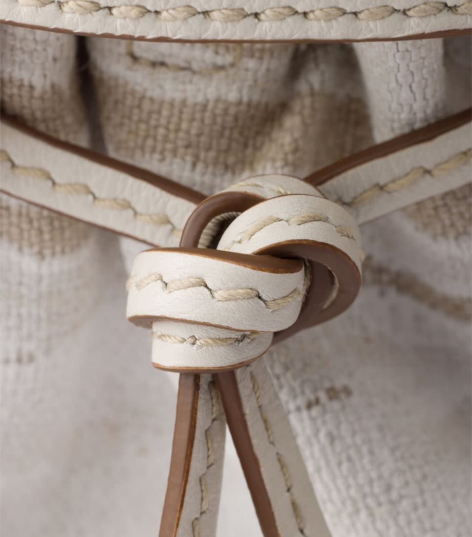 Prada Small Linen-Leather Bonnie Top-Handle Bag White Image 6