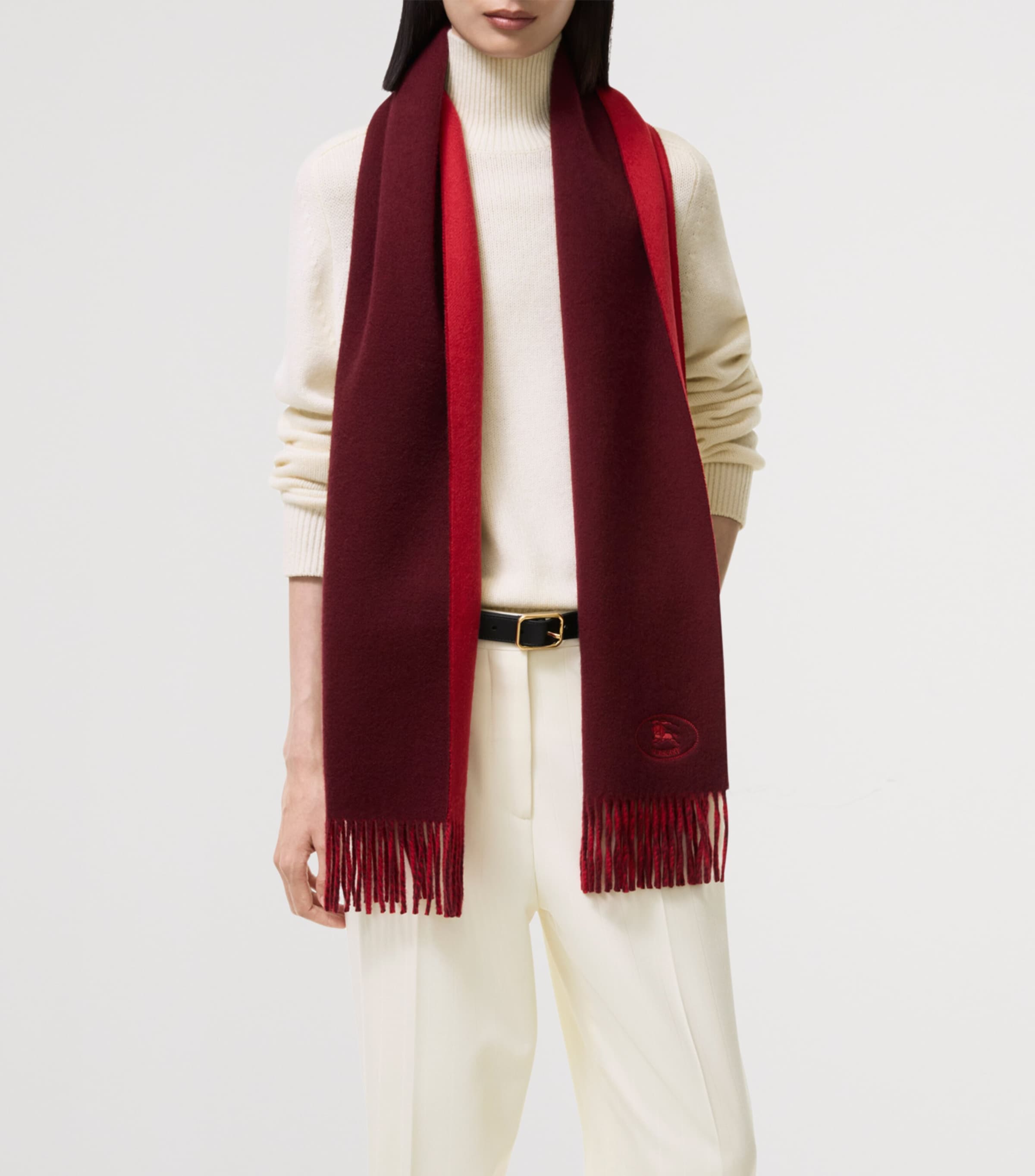 Burberry Cashmere EKD Stamp Scarf Oxblood/post Image 3