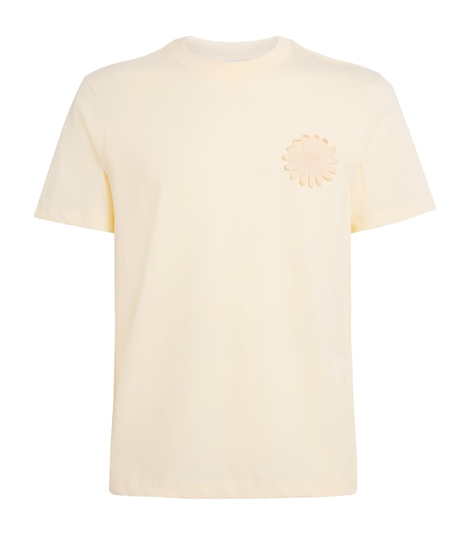 Sandro Paris Mens Cotton Crochet T-Shirt Butter Cream Image 1