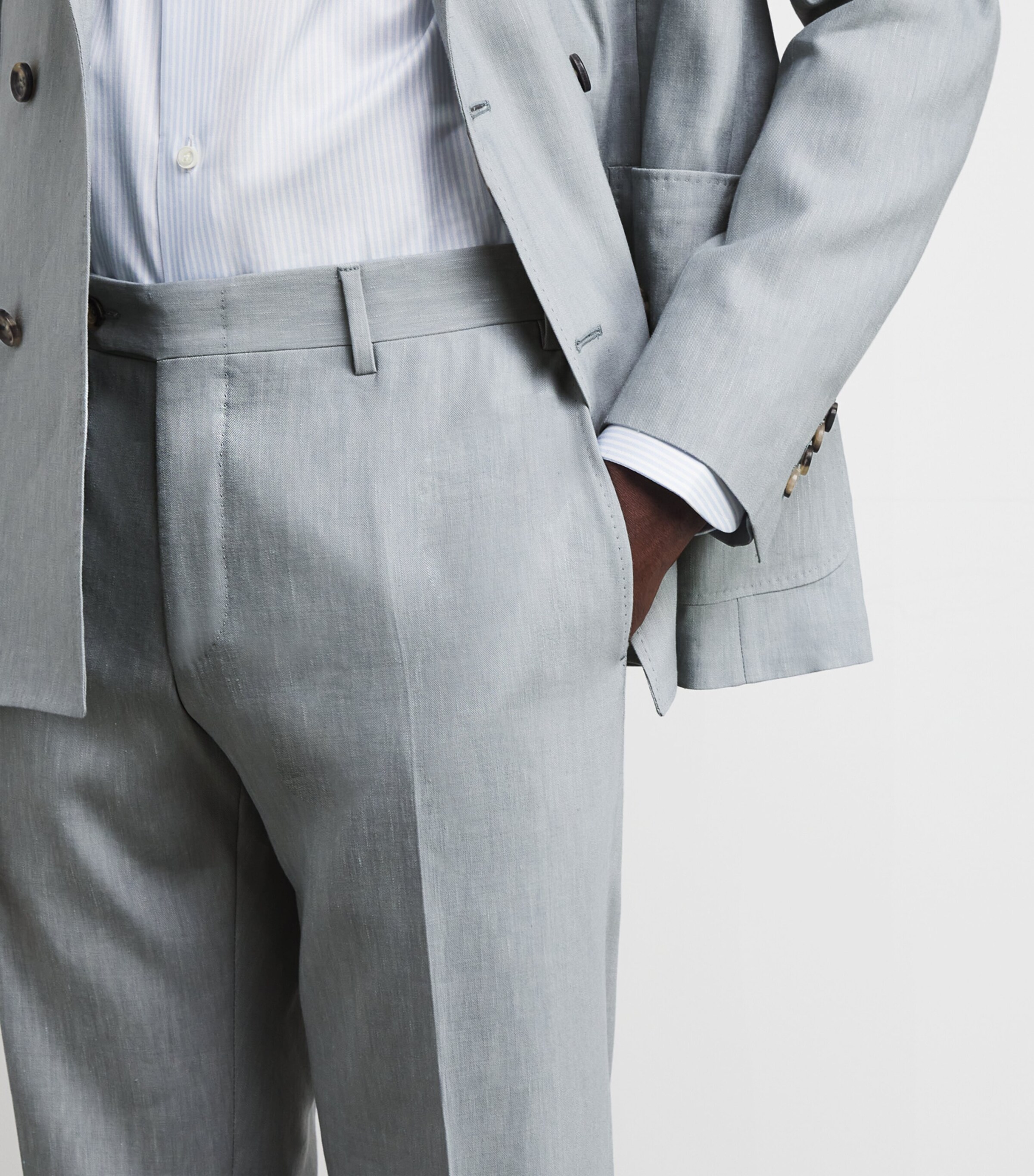 Canali Mens Linen-Wool Kei Double-Breasted Blazer Image 6