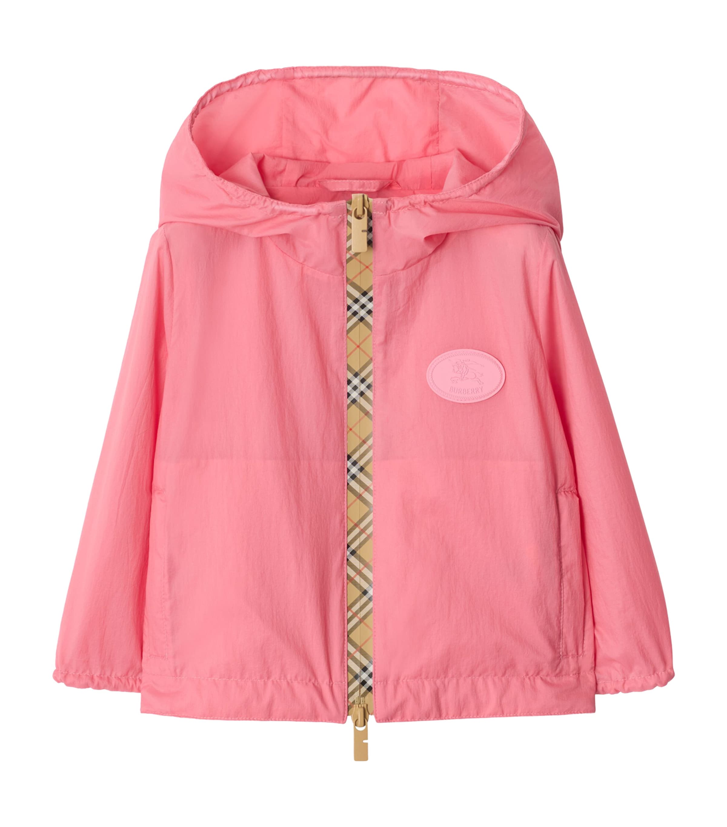 Burberry Kids Nylon Check-Tape Jacket (6-36 Months) Flamingo Pink Image 1