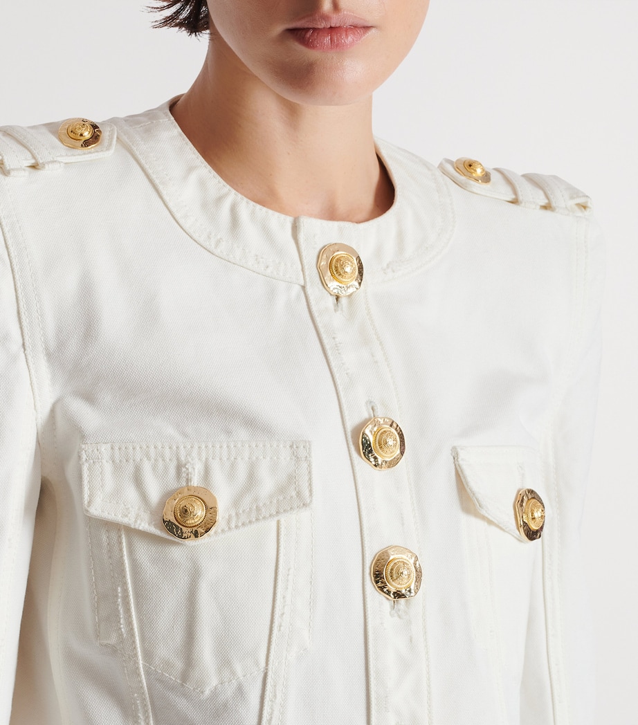 Cotton Cropped Jacket 0FC BLANC CASS?? Image 3
