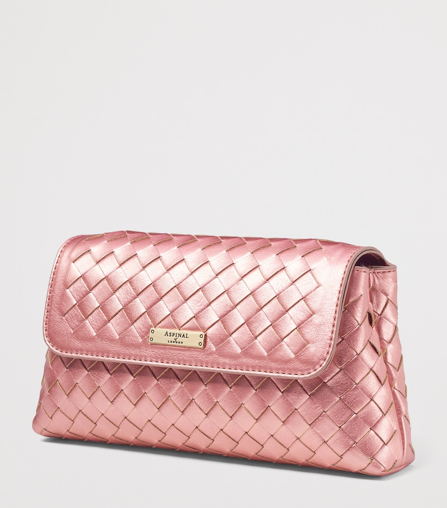 Metallic Leather Clutch Bag PINKMETALLIC Image 4