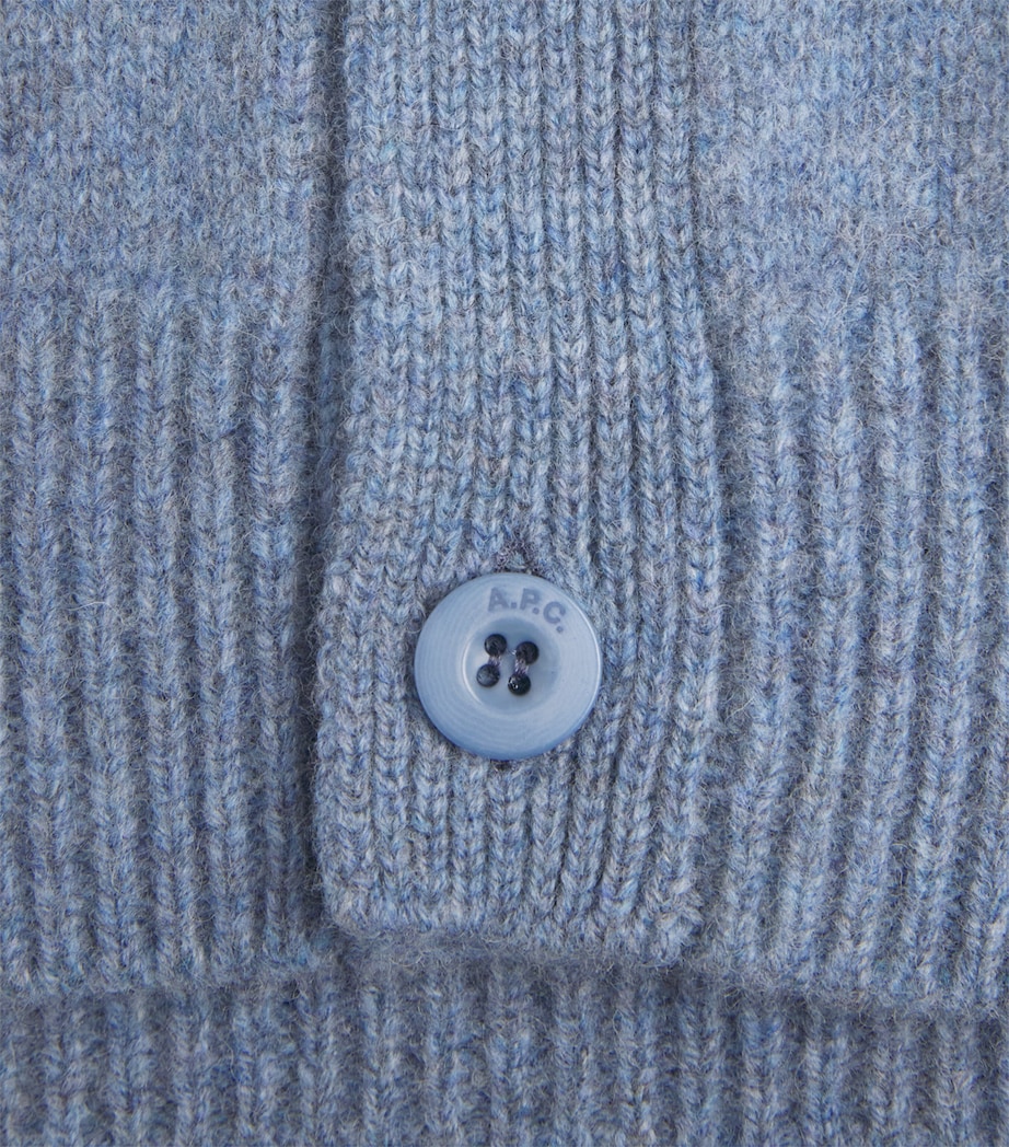 A.P.C. Mens Wool Kevin Cardigan Pie Bleu Gris Chine Image 6