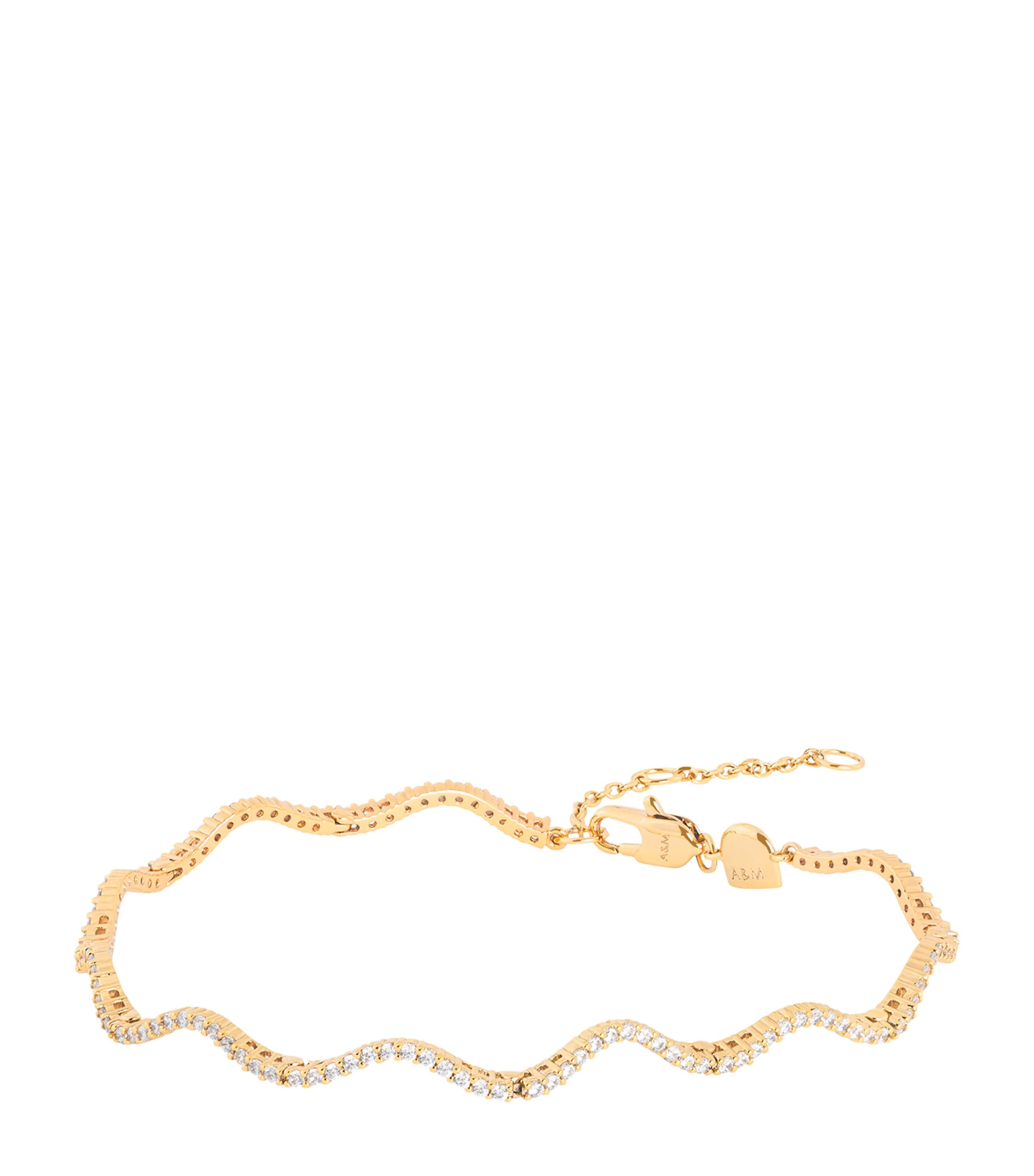 Astrid & Miyu Gold-Plated and Cubic Zirconia Ripple Tennis Bracelet Gold Image 1