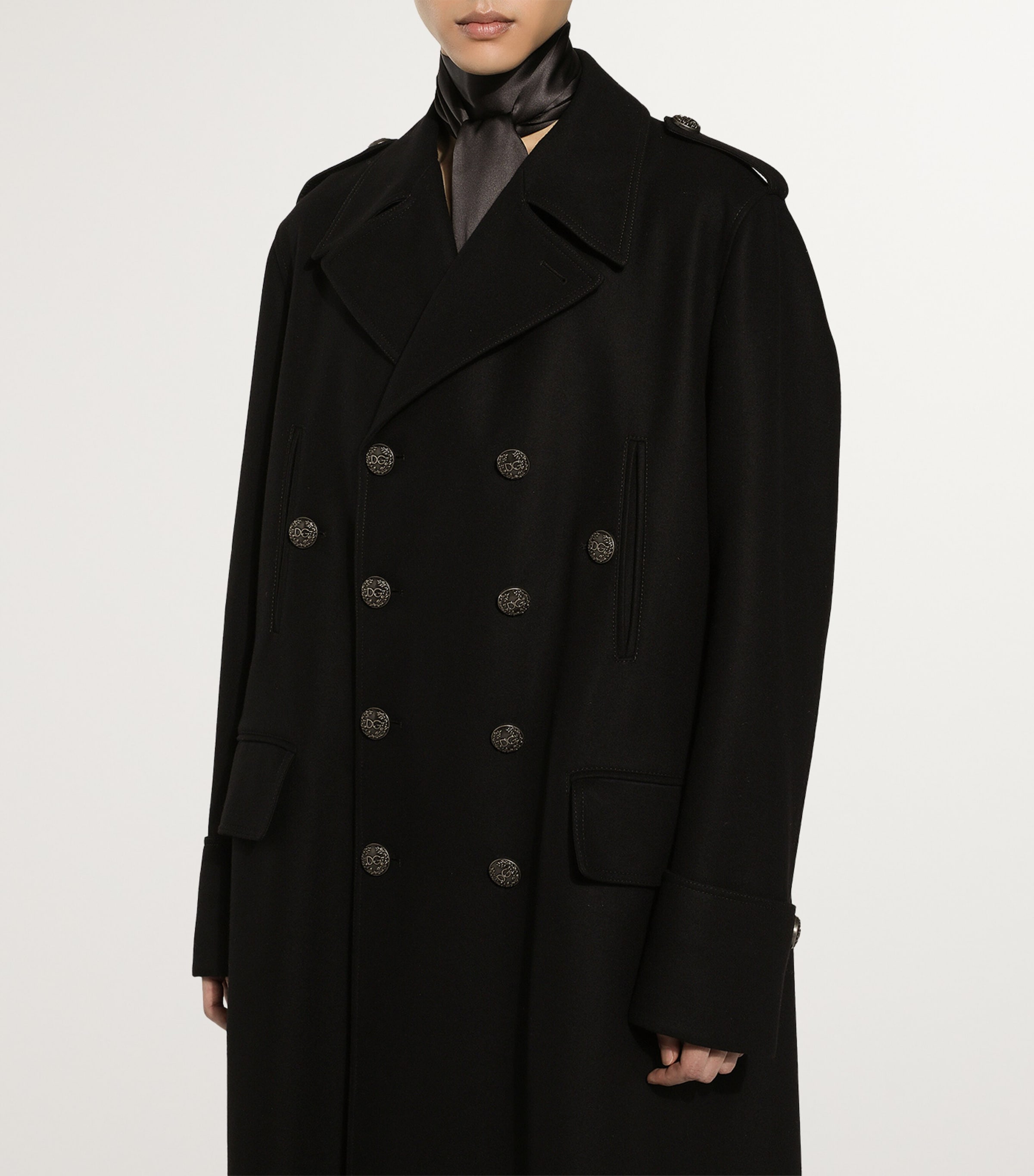 Wool Miltary Coat N0000-BLACK Image 4