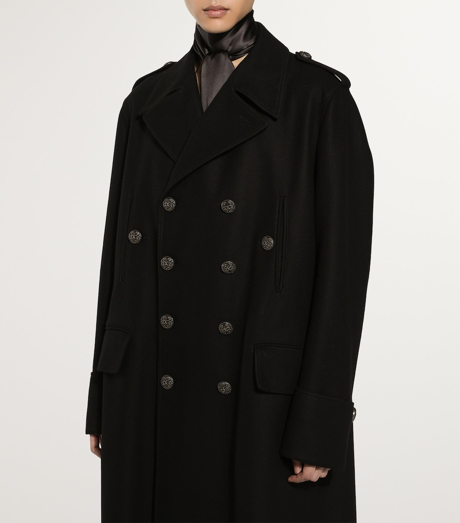 Wool Miltary Coat N0000-BLACK Image 4