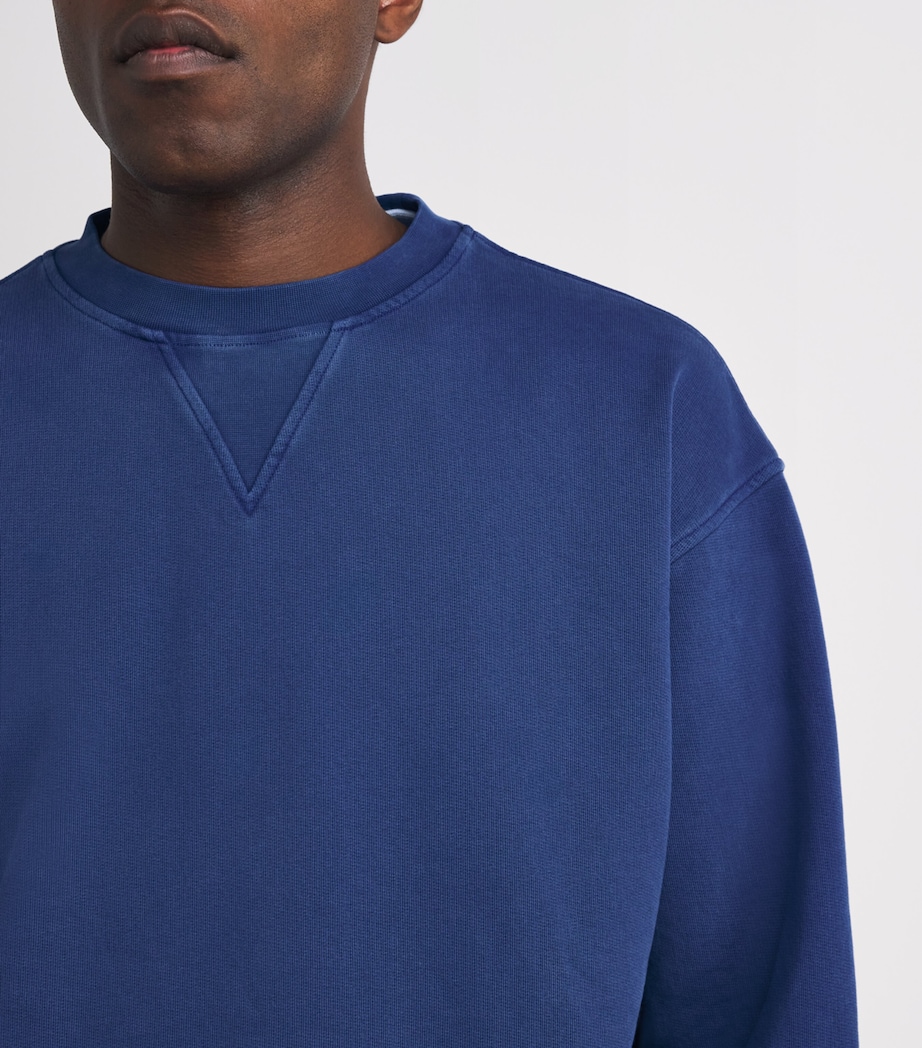 Cotton Embroidered Logo Sweatshirt REFLEX BLUE WASHED Image 6
