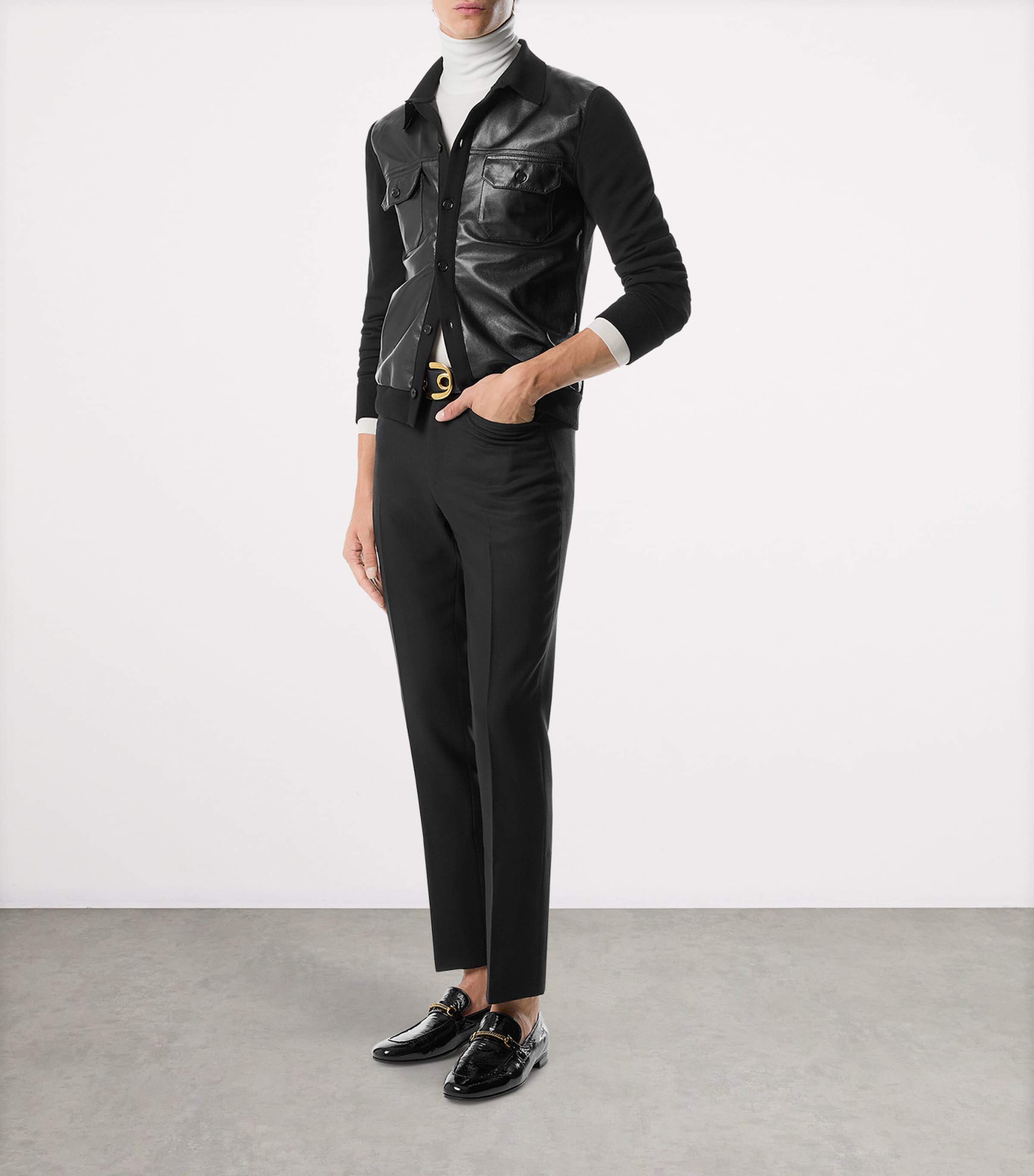TOM FORD Leather-Wool Shirt | Men Clothing | Shirts | Casual Shirts | Designers | Tom Ford