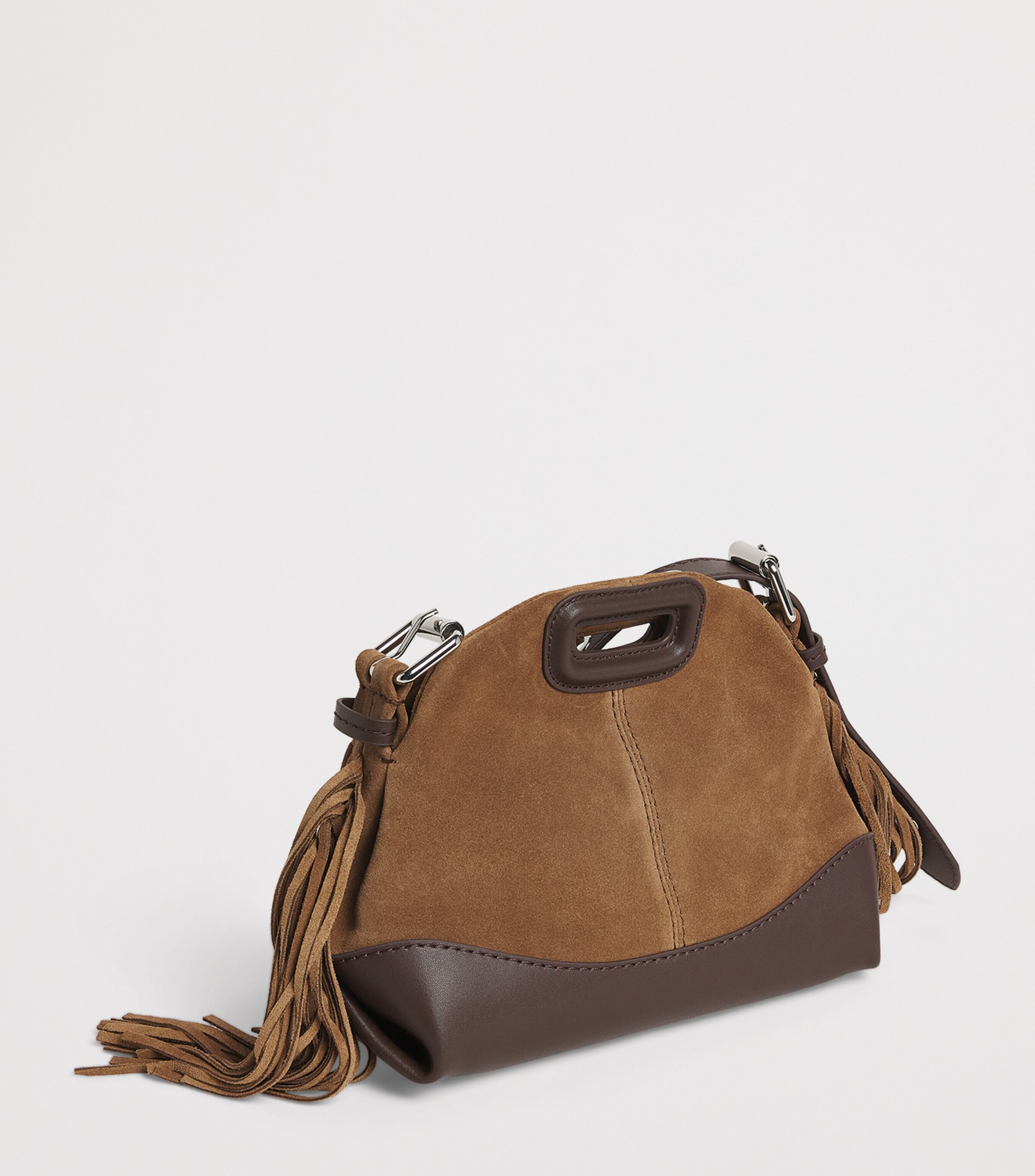 Maje Suede-Leather Miss M Top-Handle Bag Camel/brown Image 3