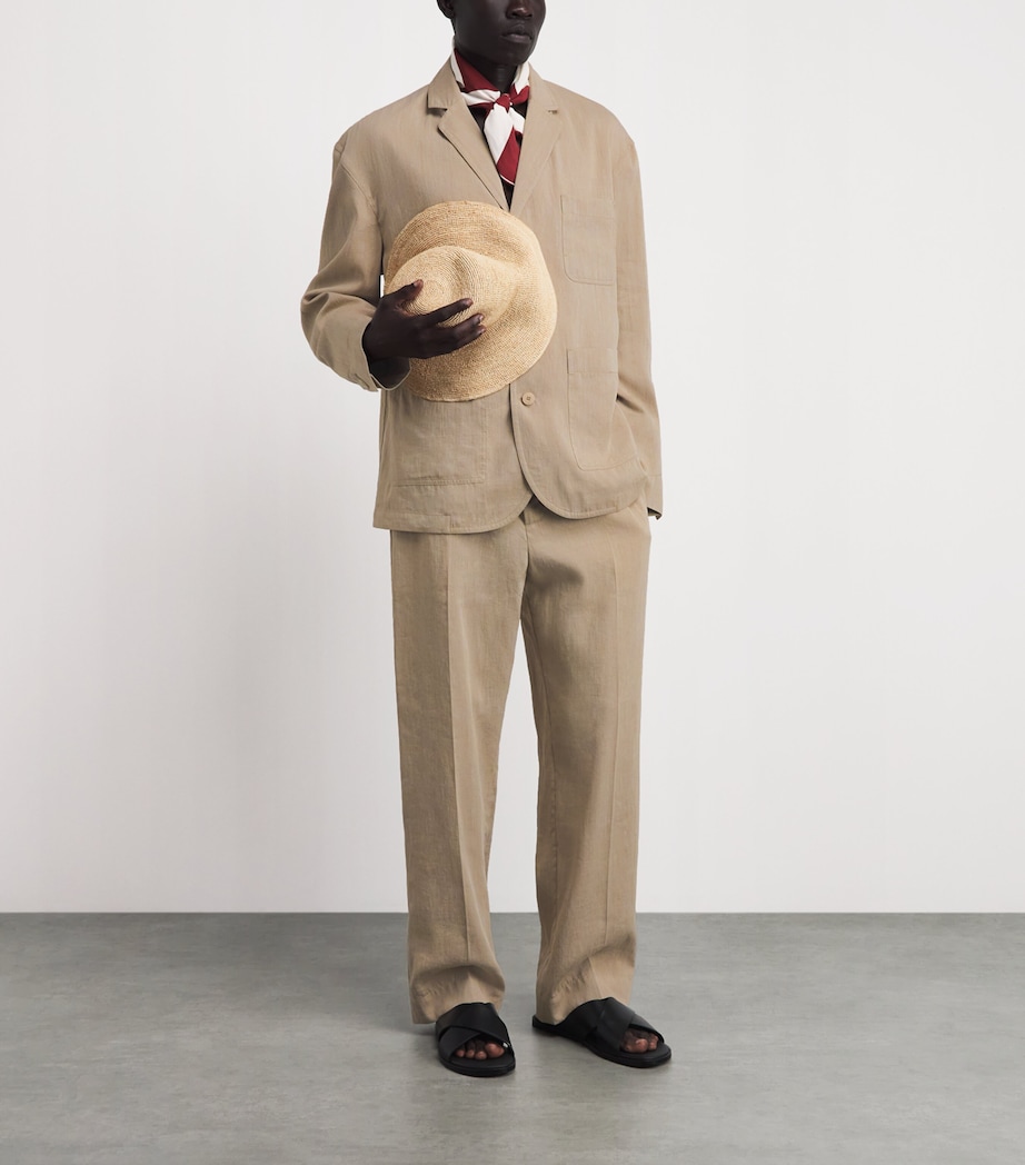 Jacquemus Mens Linen-Blend Boxy Blazer Beige Image 2