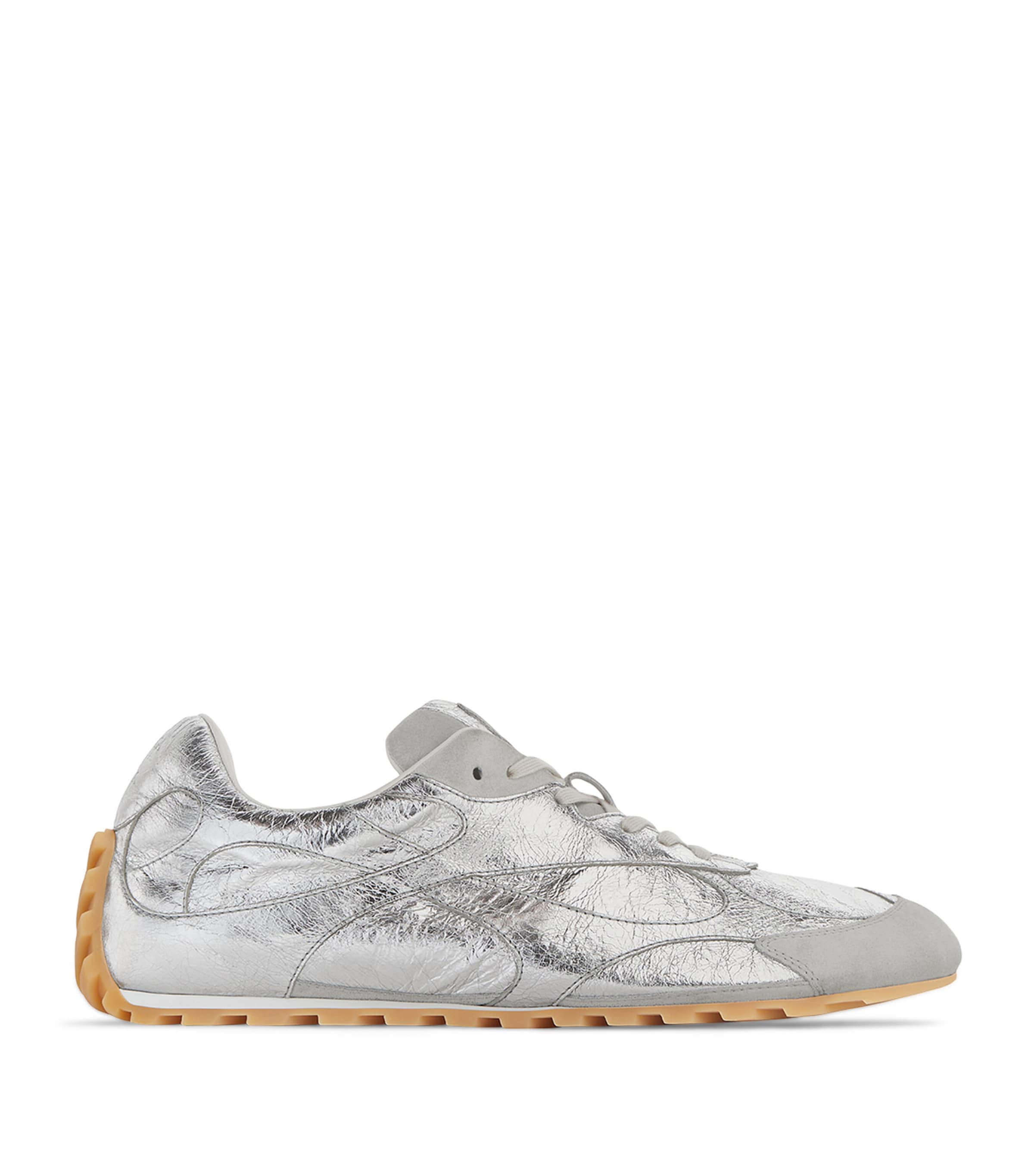 Bottega Veneta Grey Metallic Leather Orbit Flash Sneakers | Harrods US Bottega Veneta Grey Metallic Leather Orbit Flash Sneakers | Harrods US
