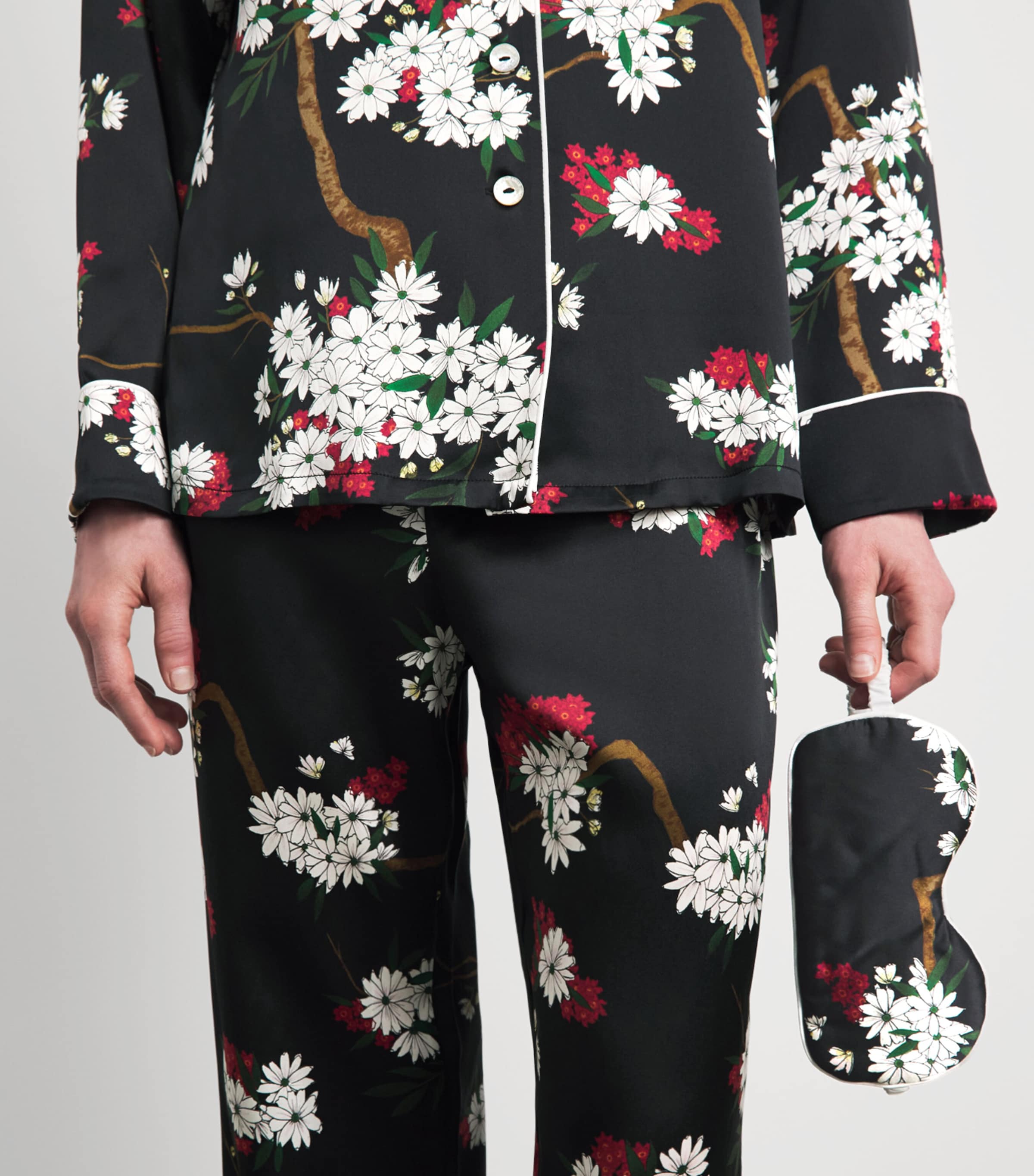Olivia von Halle Womens OVH EYE MASK AUDREY BLACK FLORAL. Rene Image 2