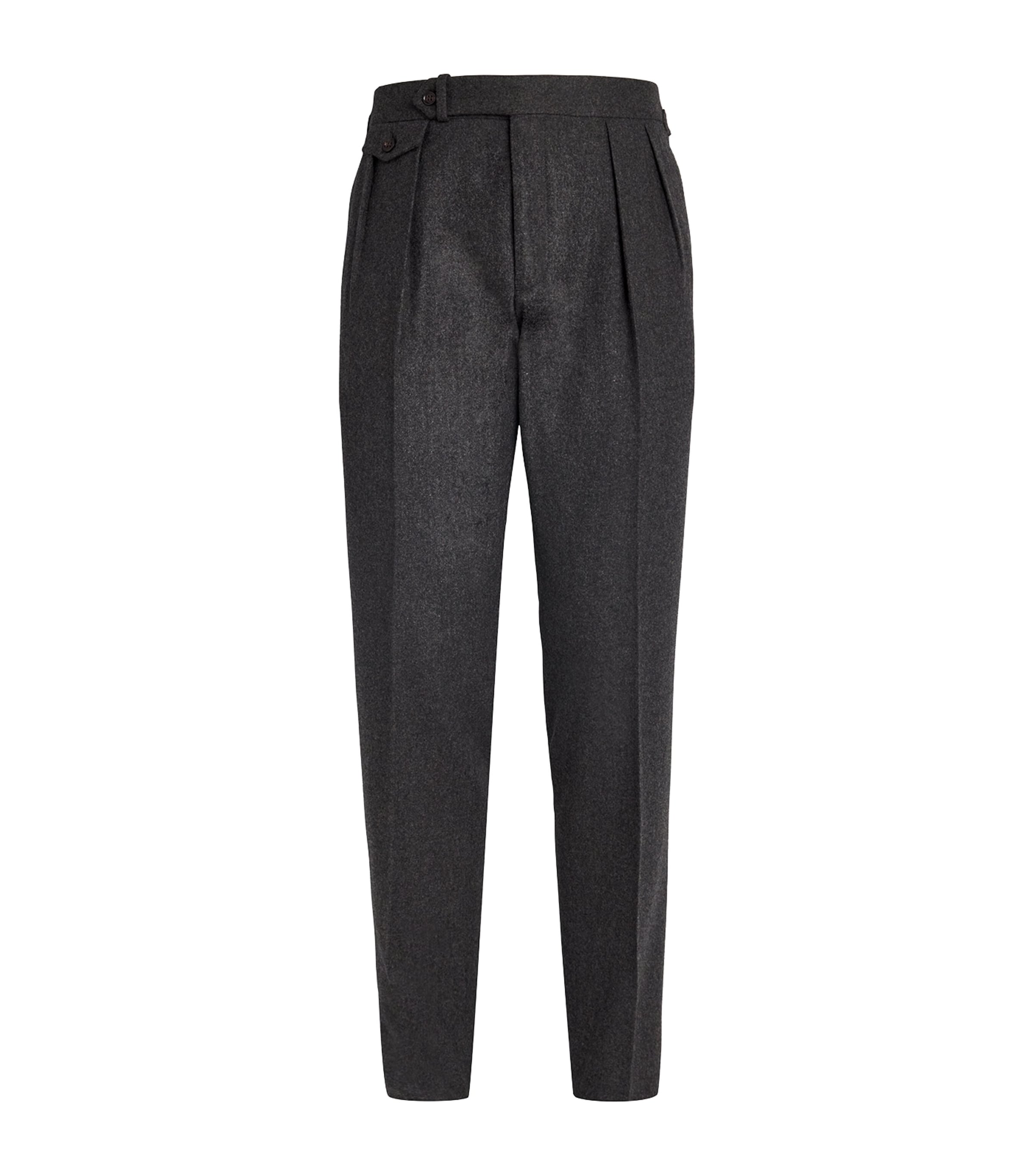 Polo Ralph Lauren Wool Flannel Pleated Trousers In Black