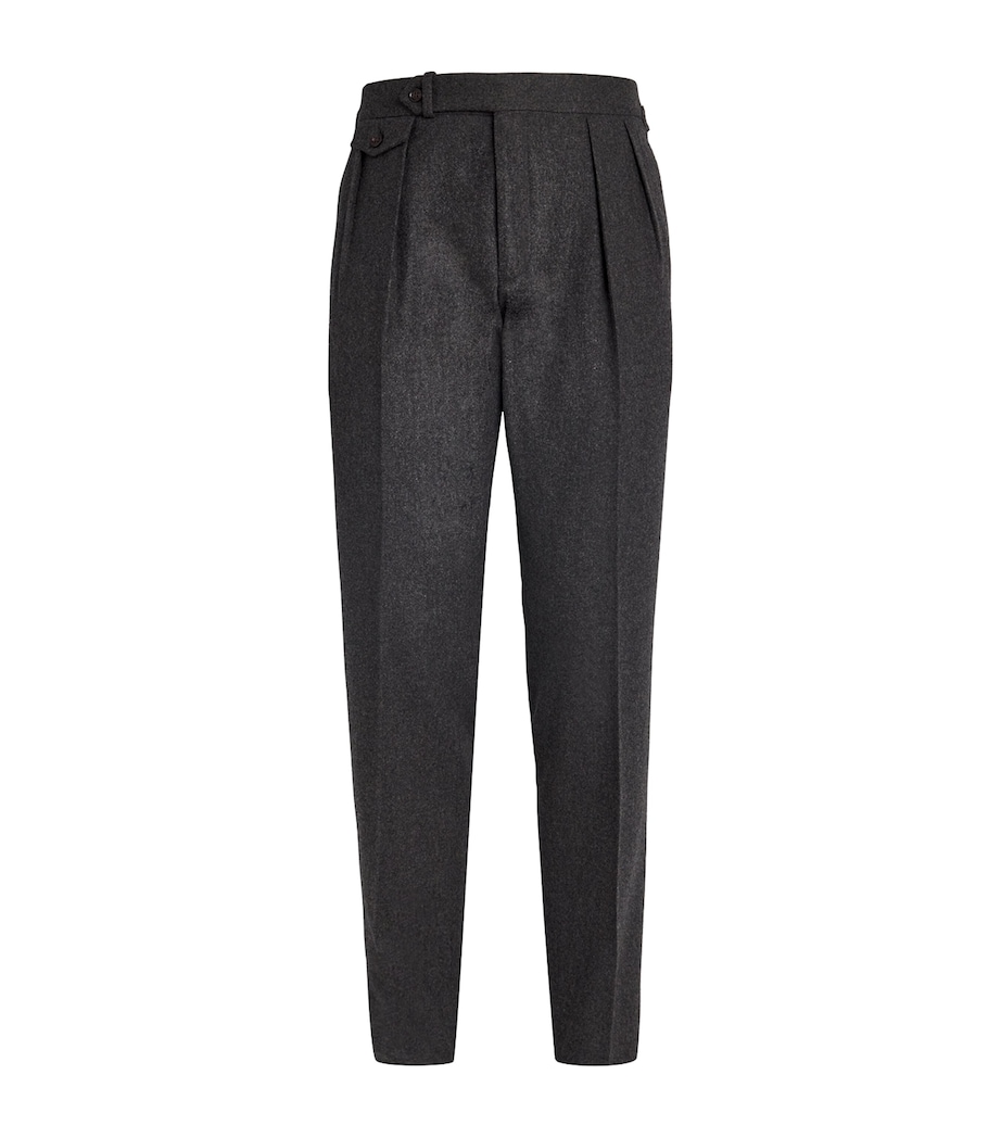 Polo Ralph Lauren Mens Wool Flannel Pleated Trousers Grey Image 1