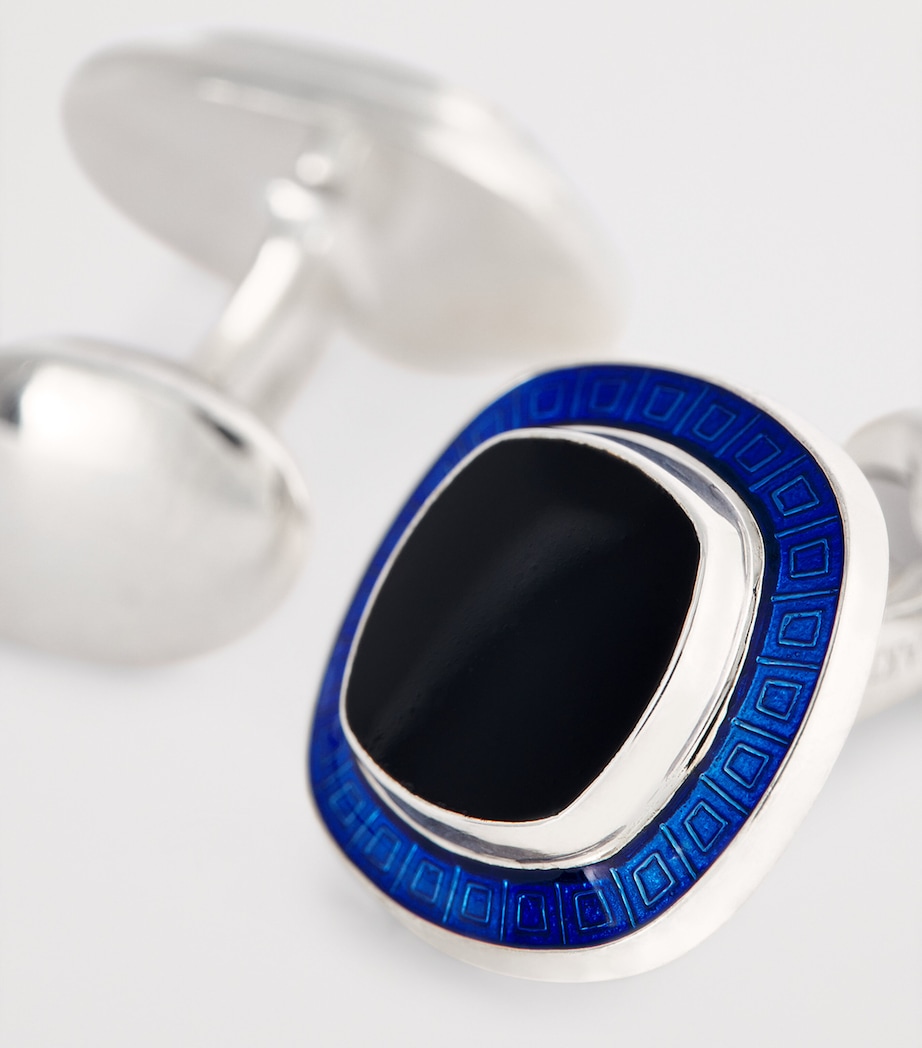 Sterling Silver Enamel Cufflinks BLACK Image 6