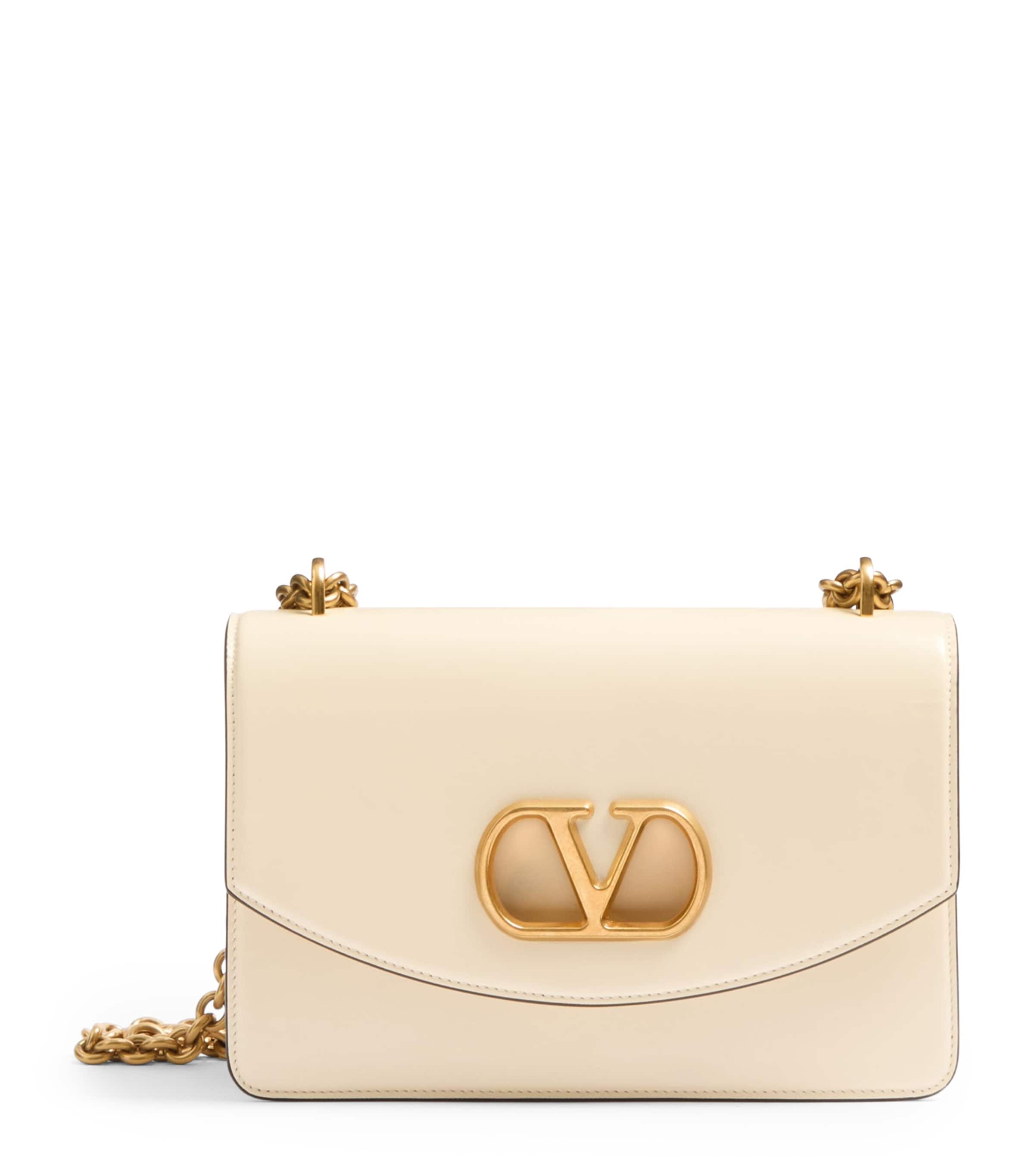 Valentino Garavani Garavani Vain Small Shoulder Bag In Shiny Calfskin Woman Ivory Uni In Ivory