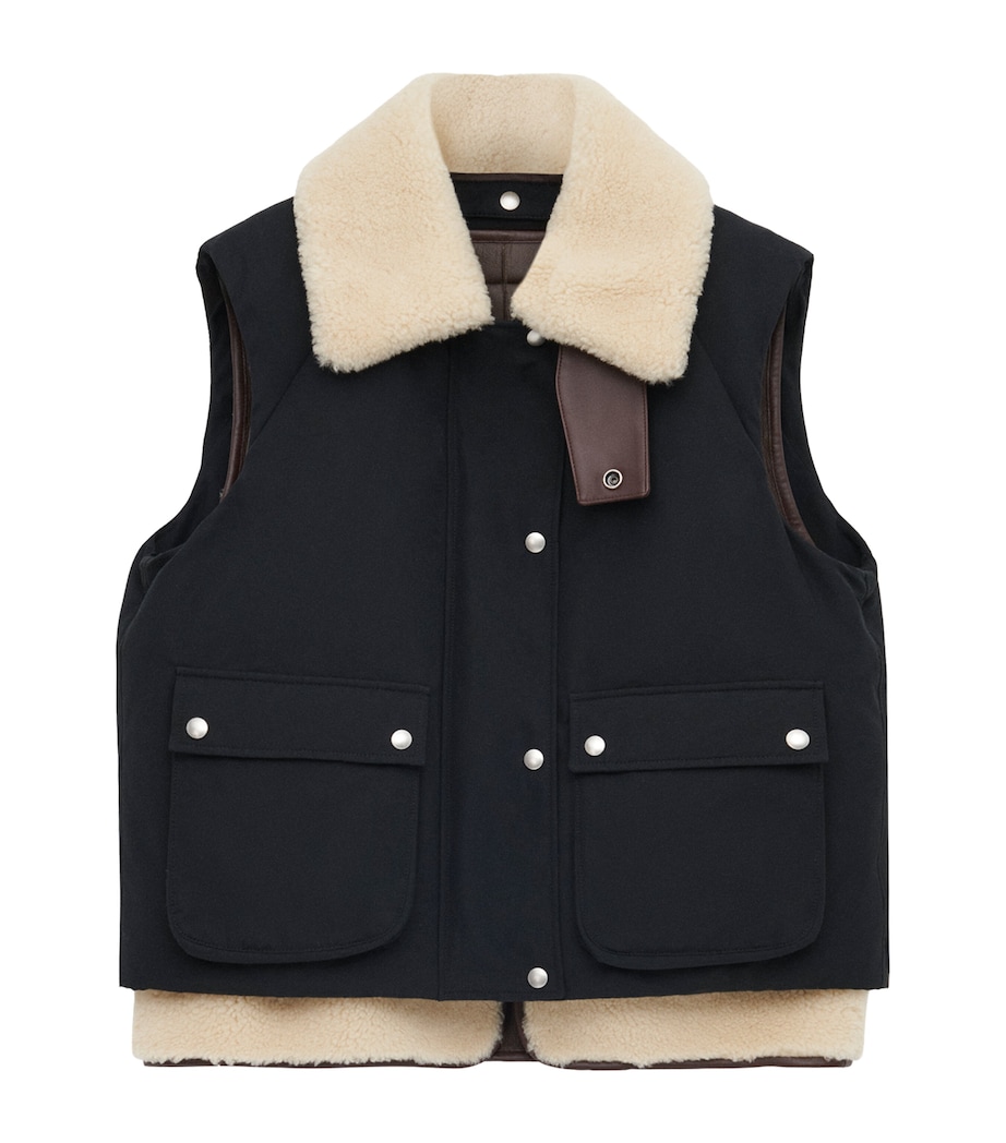 Shearling-Collar Gilet BLACK Image 1
