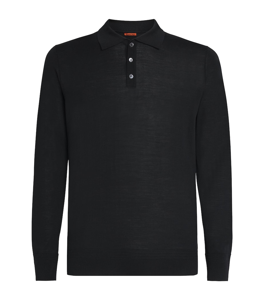Merino Knit Polo Shirt 590 NERO Image 1
