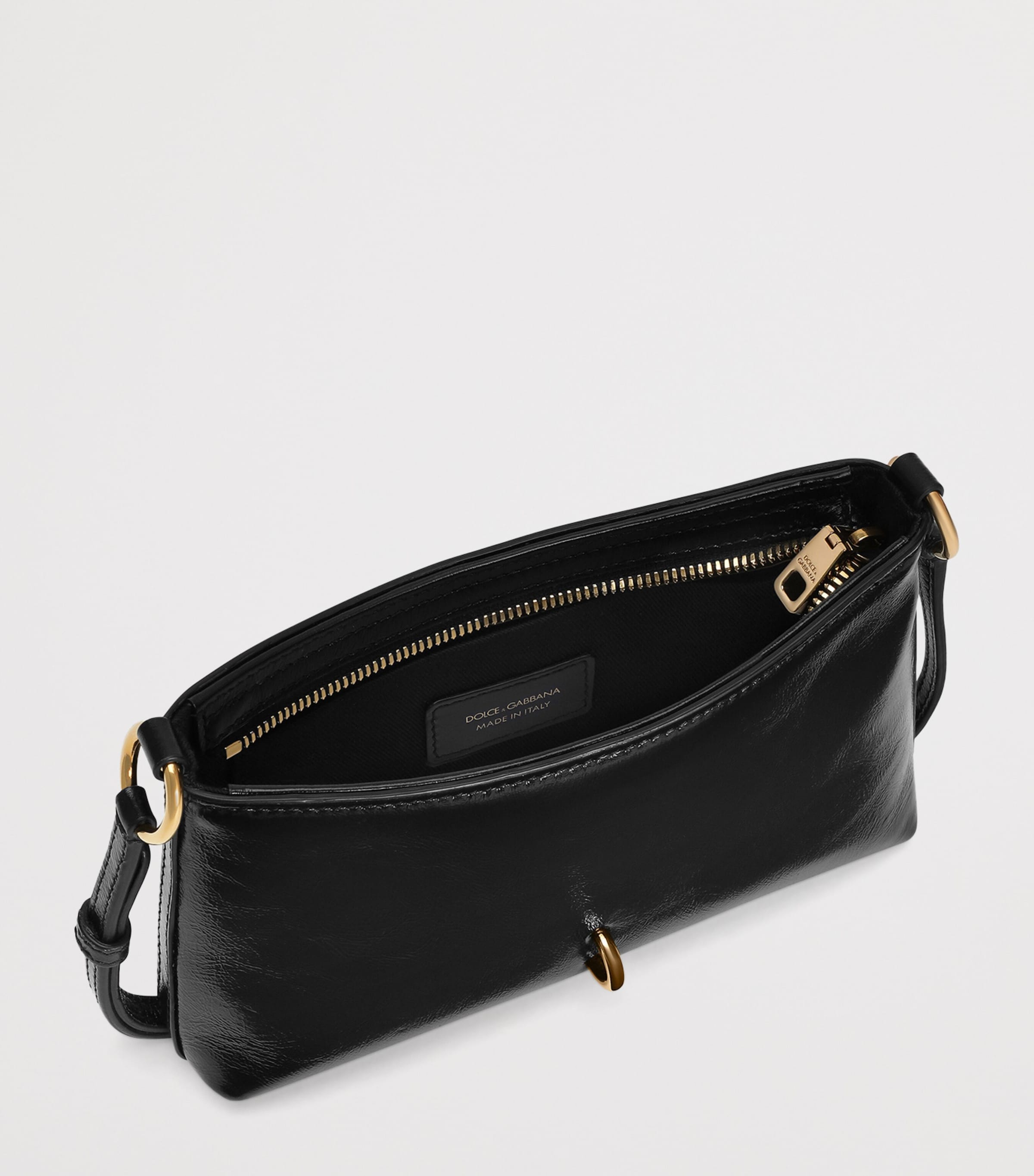 Calfskin Lock Shoulder Bag 80999-BLACK Image 6