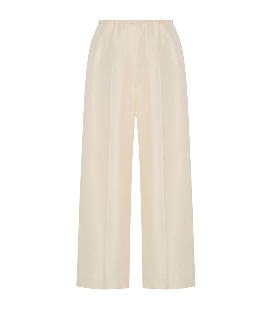 The Row Womens Beta Silk Trousers Vanilla Image 1